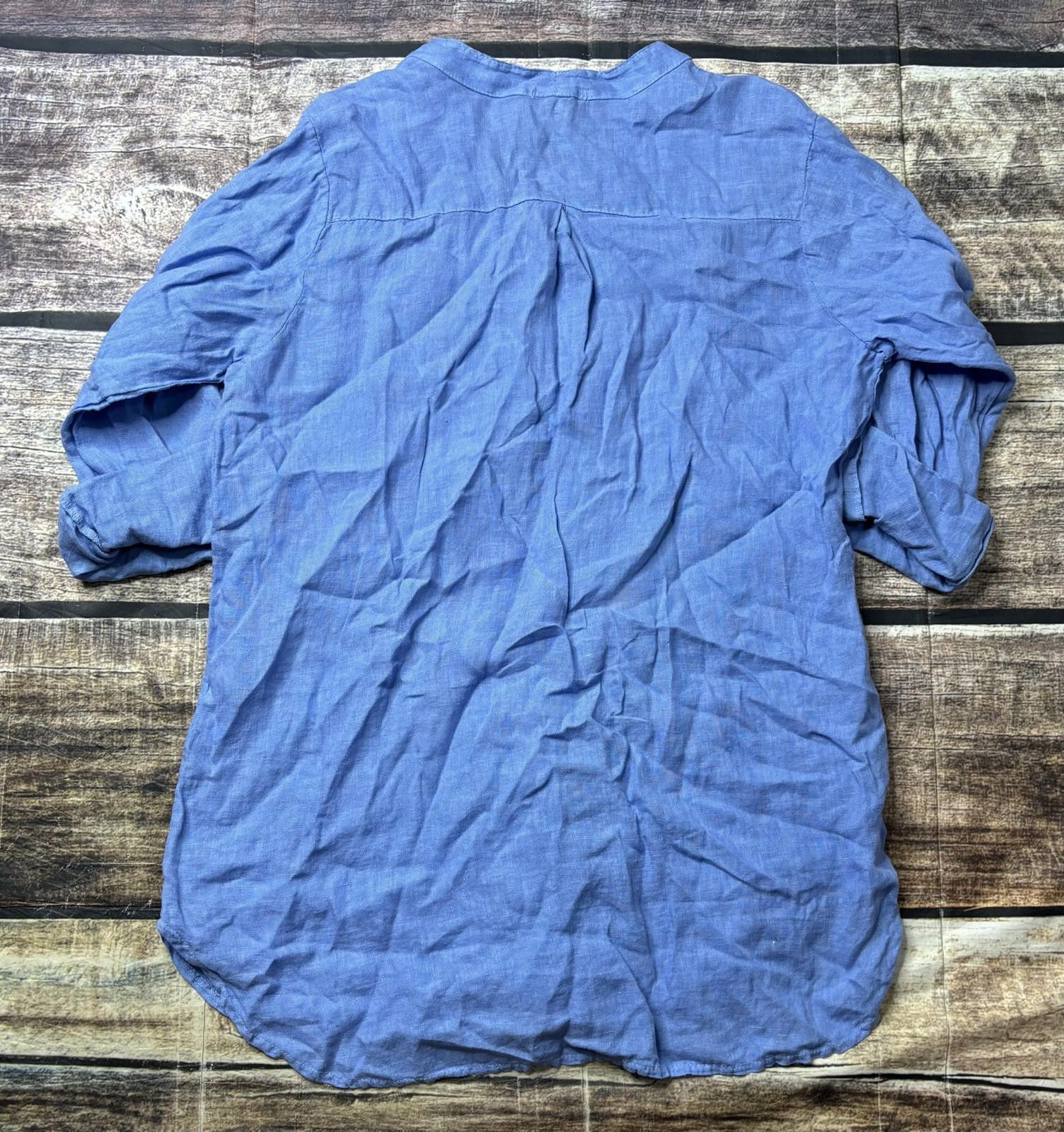 Other Rosemarine Linen Top Women's L Italy Button Roll Tab Sleeve Size L / US 10 / IT 46 - 3 Thumbnail