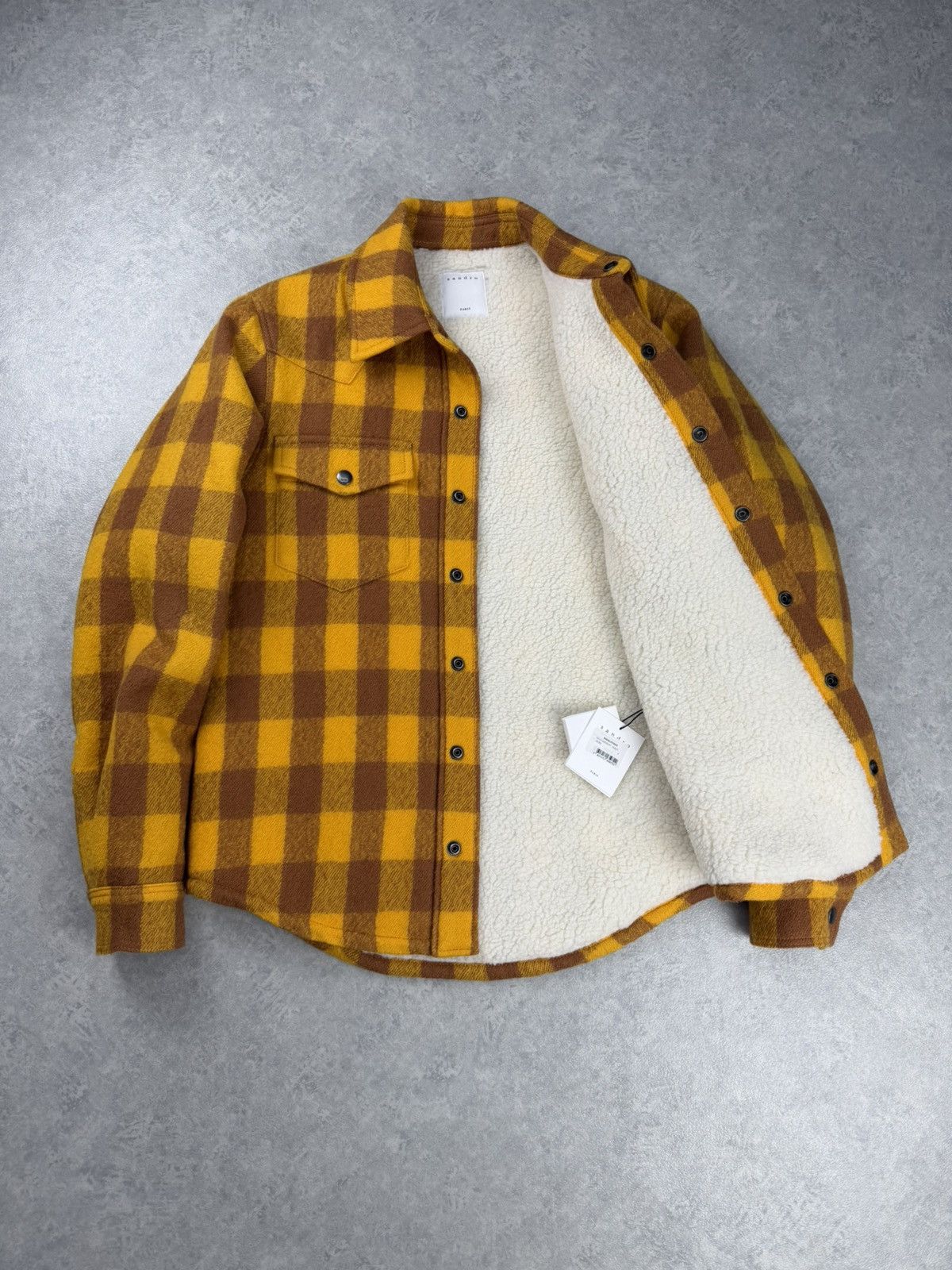 Sandro Sandro Paris Wool Overshirt Check Sherpa Jacket Size S Size US S / EU 44-46 / 1 - 6 Thumbnail