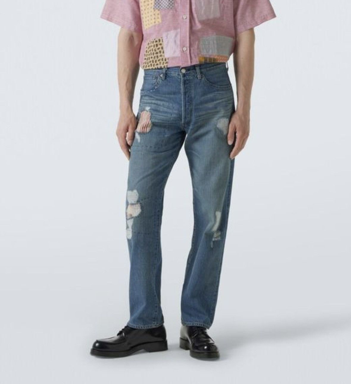 Junya Watanabe Men's Blue X Levi's Patchwork Straight Jeans Size US 32 / EU 48 - 2 Thumbnail