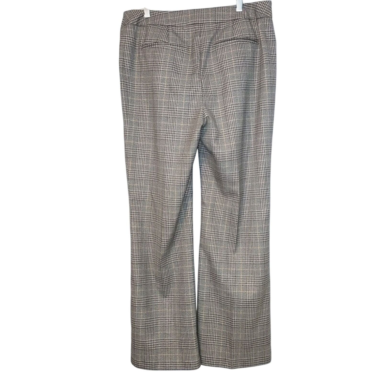 Chicos Chico's Metallic Plaid Gray Brown Gold Wide Trouser Pants Size 28" / US 6 / IT 42 - 2 Thumbnail
