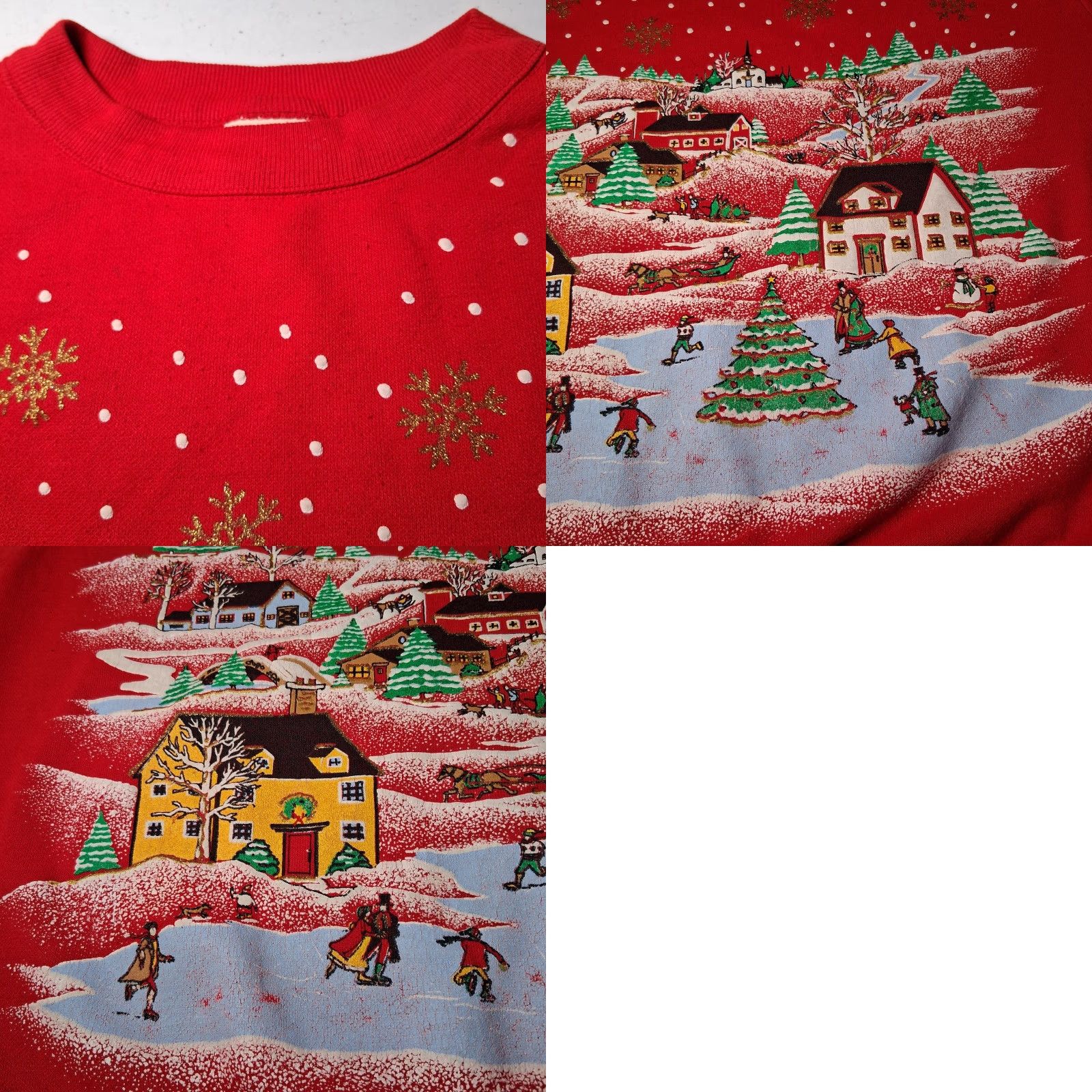 Vintage VINTAGE Holiday Time Christmas Sweatshirt L Women Red Glitter Ice Skate Granny Solid Crew Neck Long Sleeve Pullover Christmas Village 00s Womens Size L / US 10 / IT 46 - 11 Thumbnail
