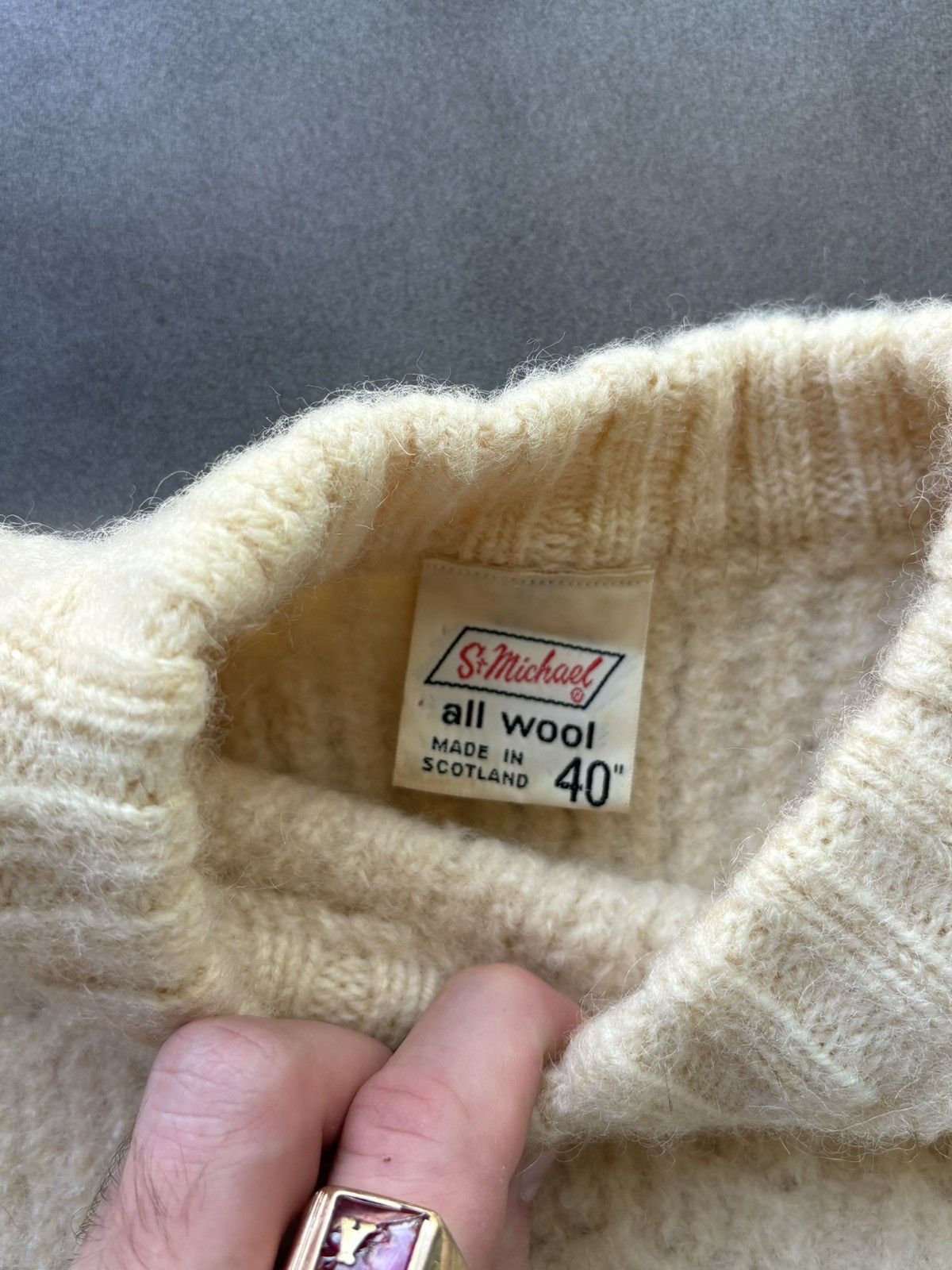 Marks & Spencer × Vintage 1960s Wool Sweater Vintage St. Michaels Fisherman CableKnit Size US XS / EU 42 / 0 - 2 Thumbnail