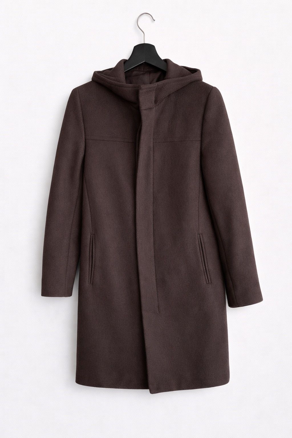 Japanese Brand Vintage INÉD Brown Hooded Wool Coat| Women’s Size 2 Size M / US 6-8 / IT 42-44 - 1 Thumbnail