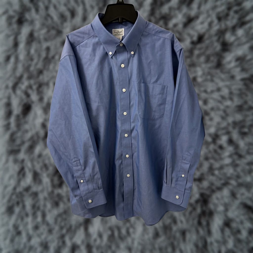 Vintage LL Bean Shirt Mens 16.5 Blue Wrinkle Free Pinpoint Oxford Traditional Button-Up Pocket Shirt Mens Regular 100% Cotton Blue Preppy Classic 251423 Size US XL / EU 56 / 4 - 1 Thumbnail