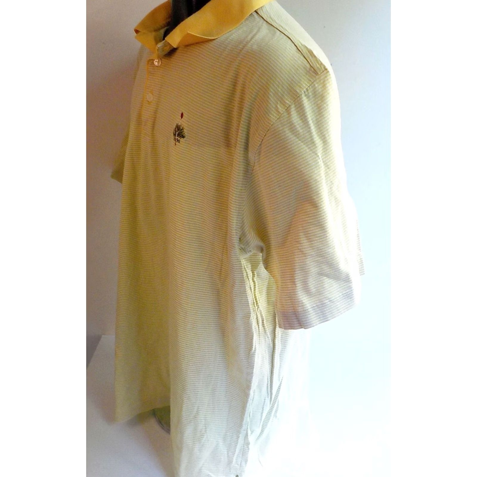 Vintage Pringle SS Polo Shirt Yellow Striped 100% Cotton Large Made in Scotland 1896 Logo Mens Polo Size US L / EU 52-54 / 3 - 3 Thumbnail