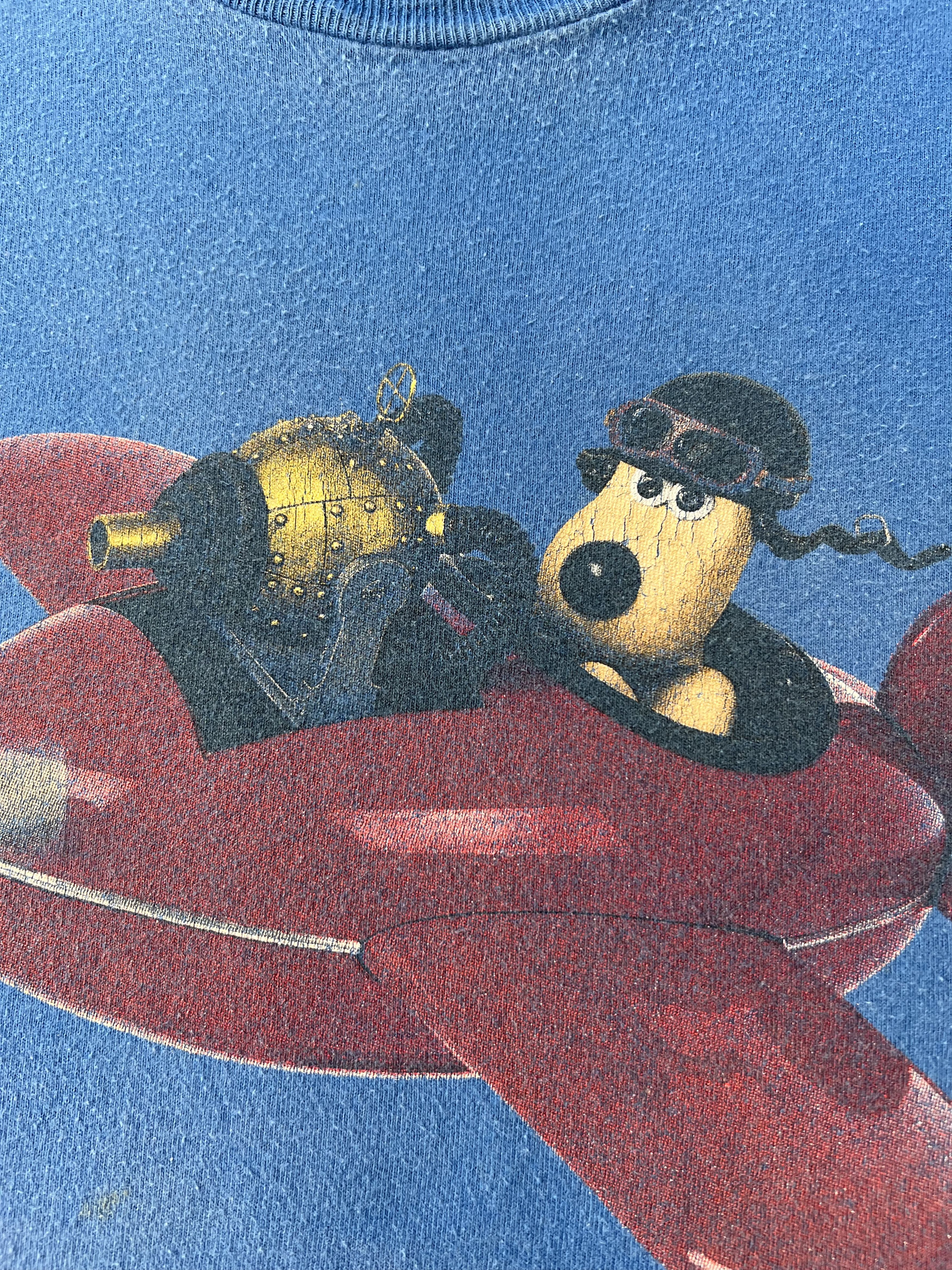 Cartoon Network Vintage 1989 Wallace and Gromit Cartoon Blue T-shirt Size US XL / EU 56 / 4 - 5 Thumbnail