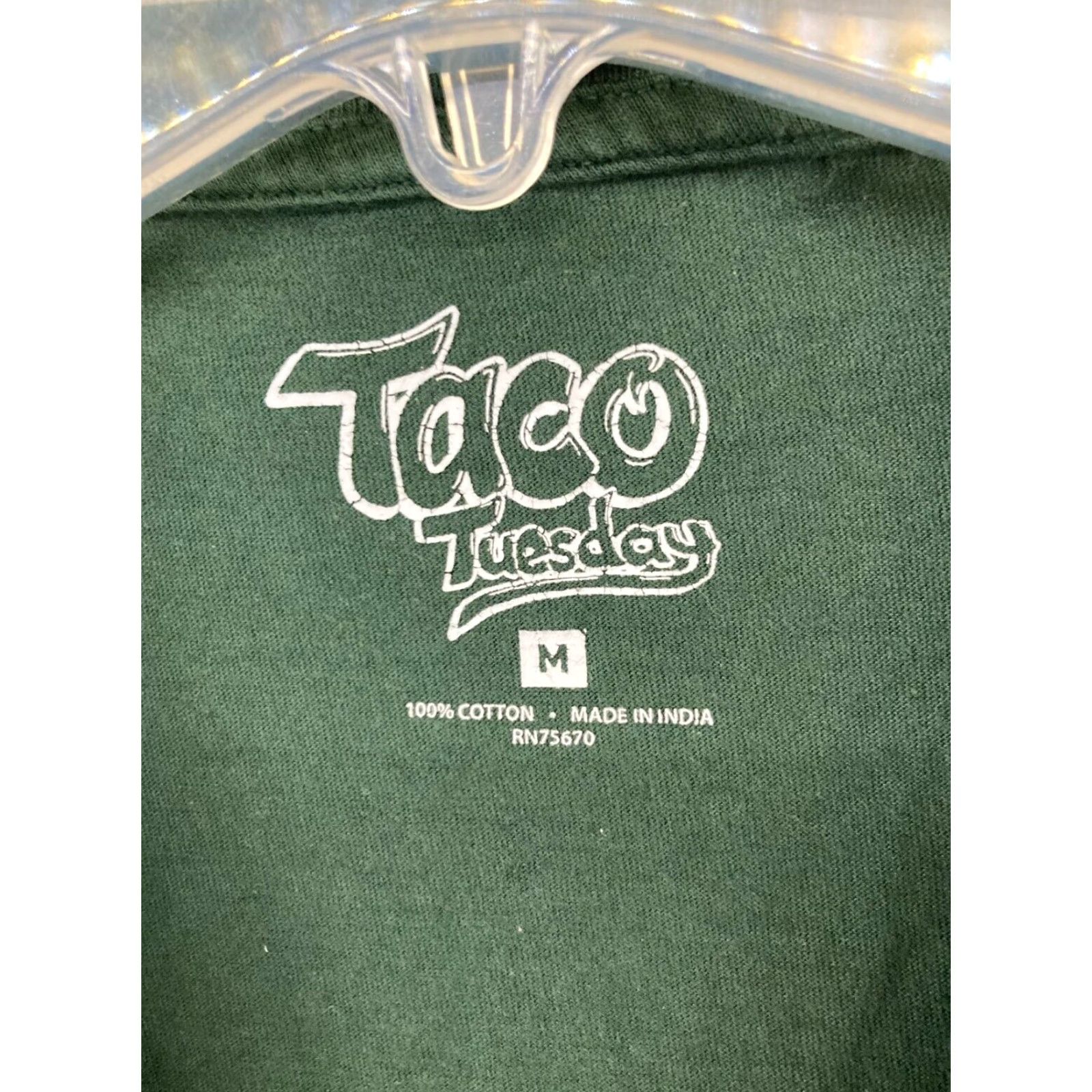 Vintage Taco Tuesday Mens T-Shirt Medium Green Rose Skeleton Graphic Cotton Retro 2020s Size US M / EU 48-50 / 2 - 5 Thumbnail
