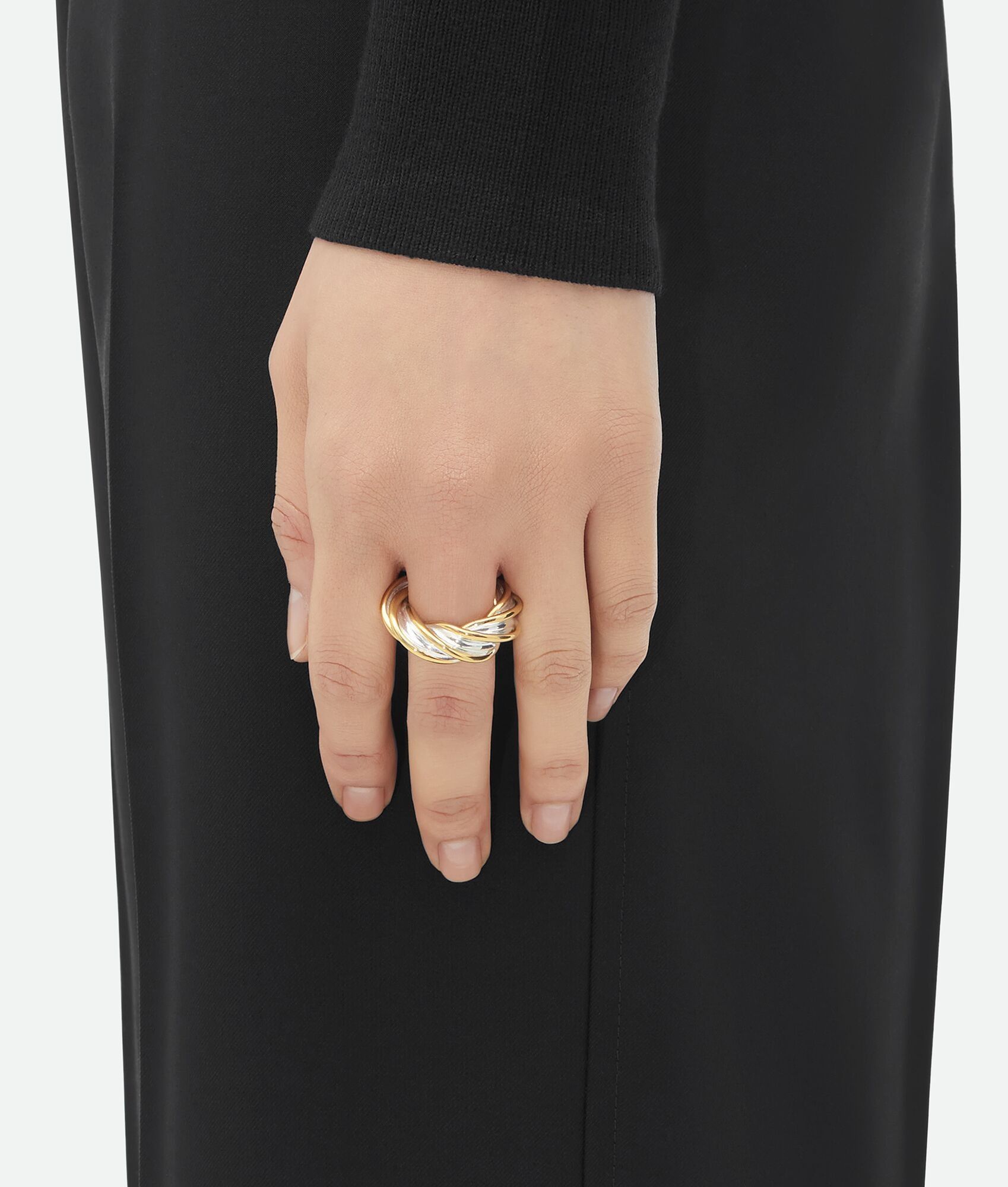 Bottega Veneta o1bcso1str0725 Size: 11 / Pillar Twisted Ring Gold/Silver Size ONE SIZE - 2 Thumbnail