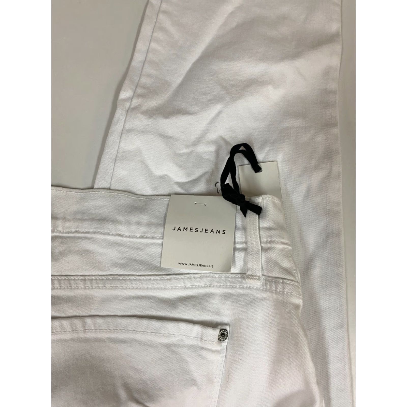 Vintage James Jeans Womens Jeans 20 White Twiggy Cigarette Leg Regular Inseam 31in Mid Rise Denim Cotton Blend Embroidered Pockets Solid Flower Size 42" / US 20 - 7 Thumbnail
