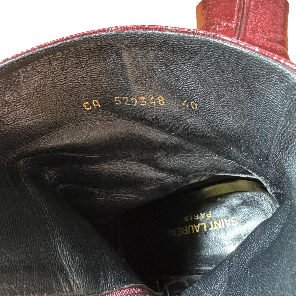 Saint Laurent Paris × Yves Saint Laurent Saint Laurent Paris Lou Crackled Red Metallic Leather Bootie Size US 10 / IT 40 - 8 Thumbnail