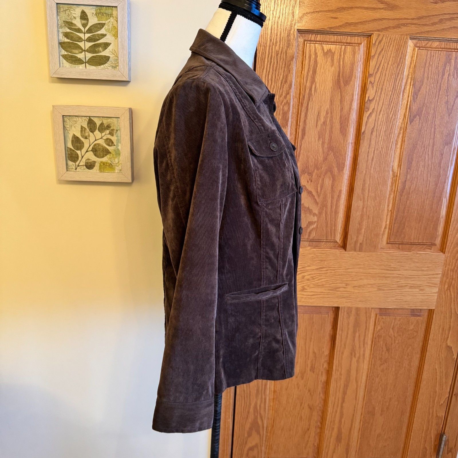 Croft & Barrow Croft & Barrow Jacket Womens M Brown Corduroy Blazer Button Size M / US 6-8 / IT 42-44 - 4 Thumbnail