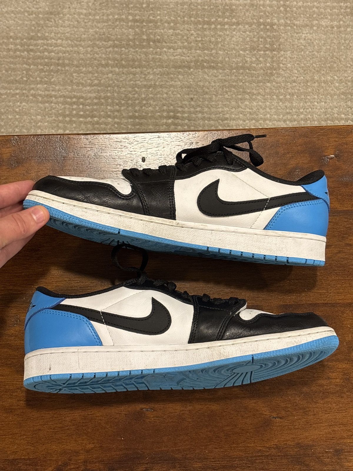 Jordan Brand × Nike Jordan 1 Low OG Black Dark Powder Blue Size US 12 / EU 45 - 3 Thumbnail