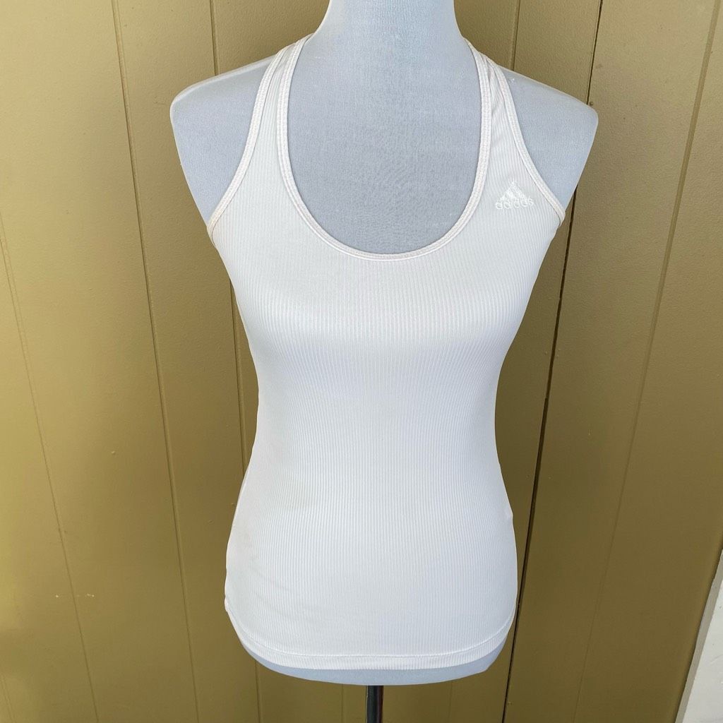 Adidas Adidas women XS racerback ribbed tank top white Size XS / US 0-2 / IT 36-38 - 1 Thumbnail