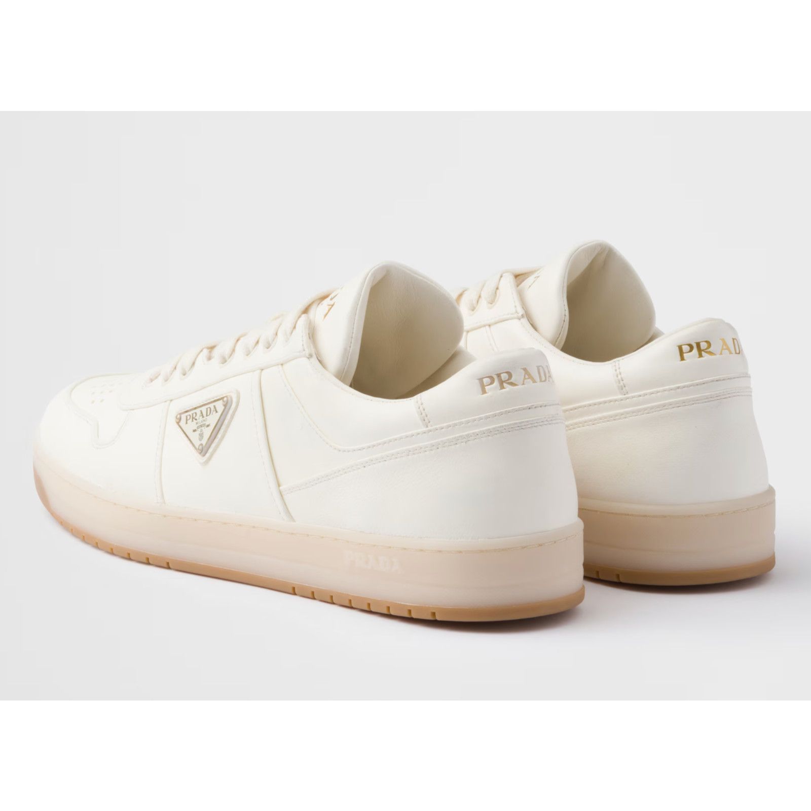 Prada Prada Downtown Leather Gold Logo Flat Low Top Sneaker 41 Size US 11 / IT 41 - 16 Thumbnail