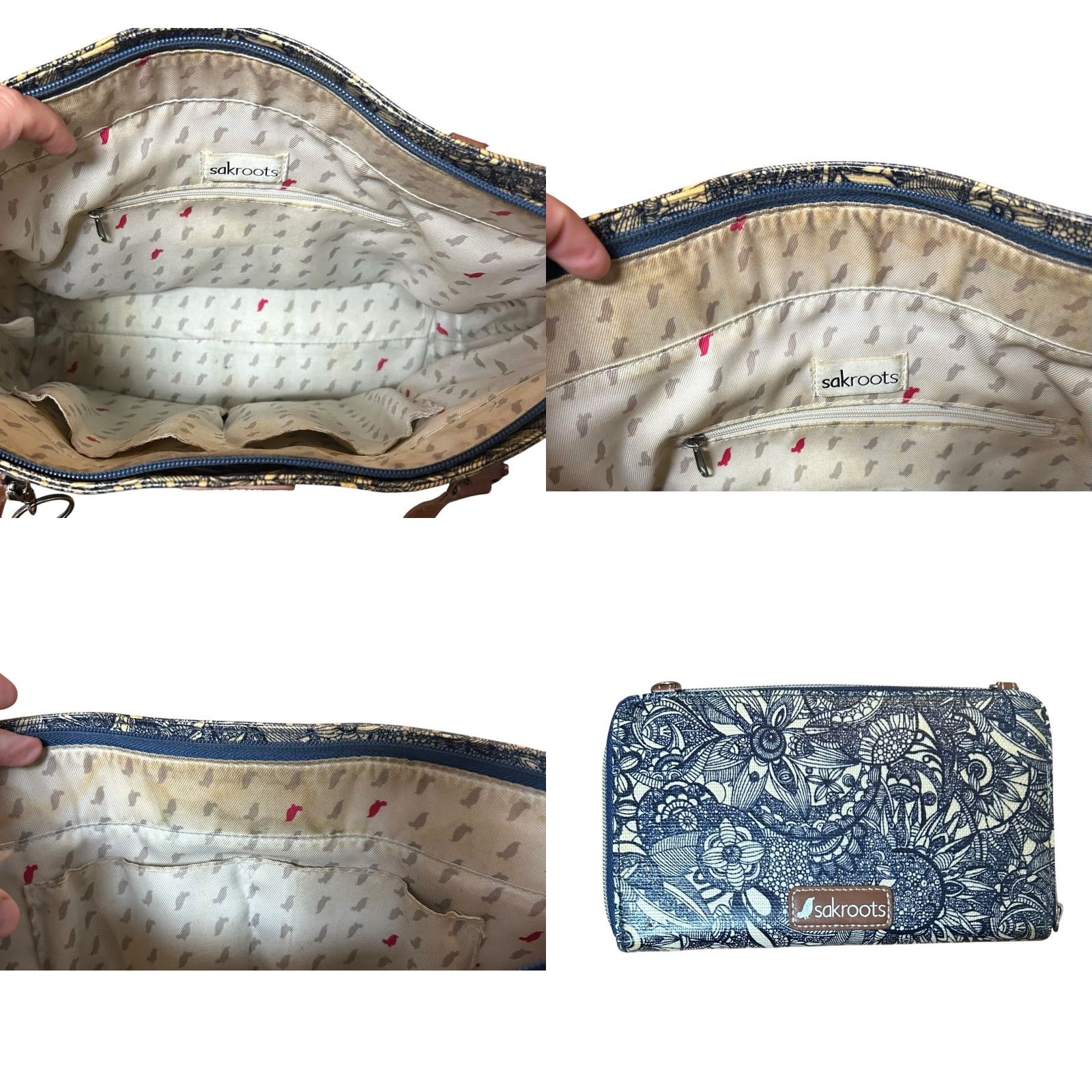 Vintage Sakroots Spirit Metro Tote Bag W/Wallet Owl Keychain Women Purse Floral Navy Tote U.S. Adults Women Ladies (not valid) Size ONE SIZE - 10 Thumbnail