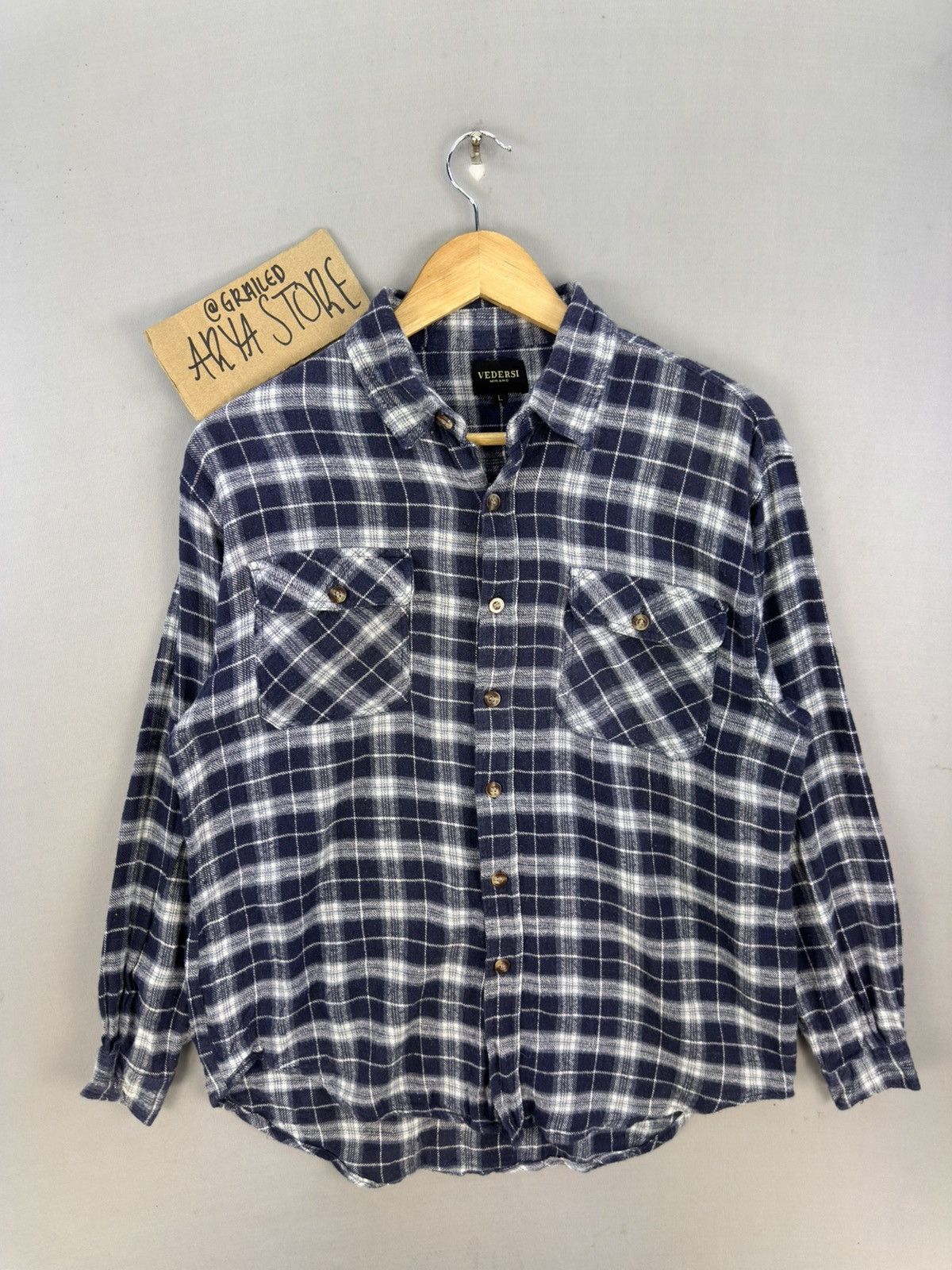 Flannel Vedersi Mirano Plaid Check Flannel Shirt Button Up Size US M / EU 48-50 / 2 - 1 Thumbnail