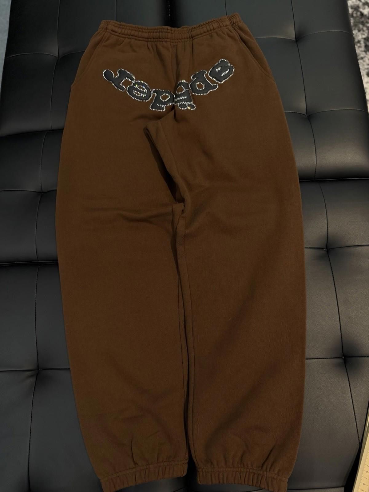 Sp5der Size S - Sp5der Worldwide Brown Crystal Sweatpants Spider Size US 30 / EU 46 - 6 Thumbnail
