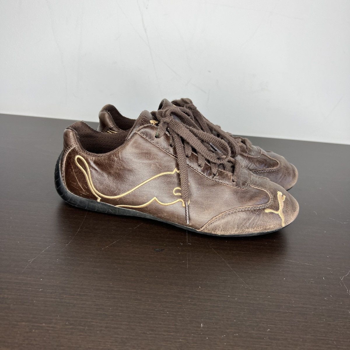 Puma Y2K Puma Speedcat Low Top Brown Leather Sneakers Size US 5 / IT 35 - 3 Thumbnail
