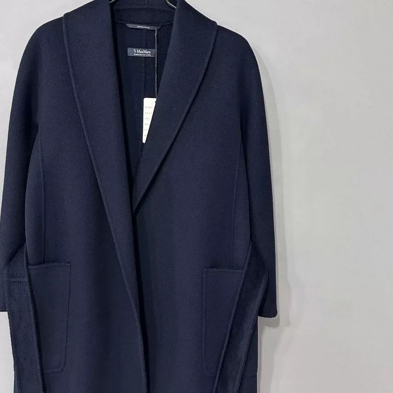 Max Mara Max Mara Navy blue belted coat Size S / US 4 / IT 40 - 1 Thumbnail