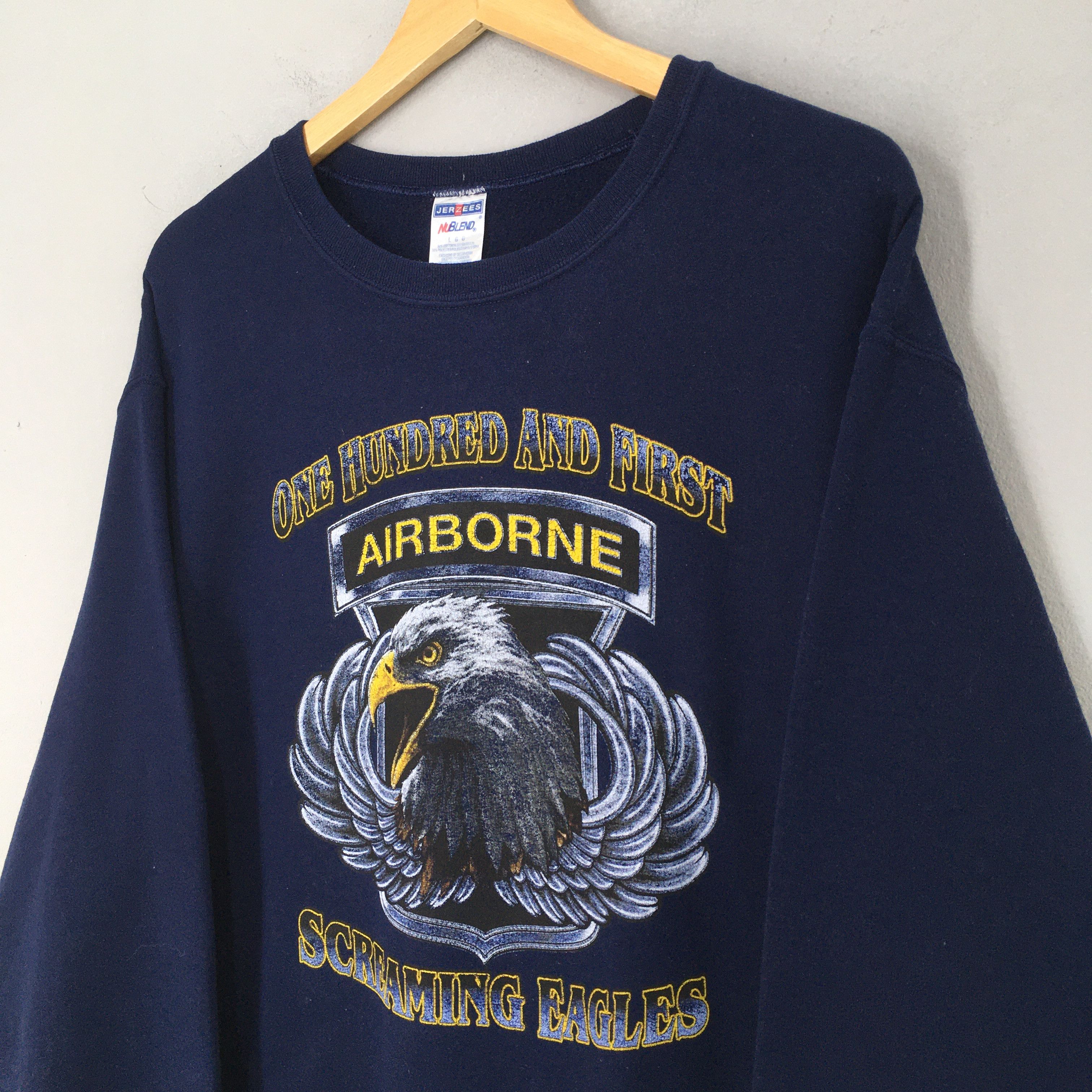 Jerzees Vintage 101st Airborne Division Blue Sweatshirt Large Size US L / EU 52-54 / 3 - 3 Thumbnail