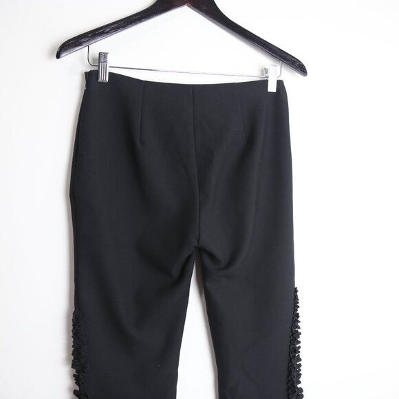 Cinq a Sept Cinq A Sept Onyx Ruffle Trim Flared Cropped Black Pants Size 26" / US 2 / IT 38 - 4 Thumbnail