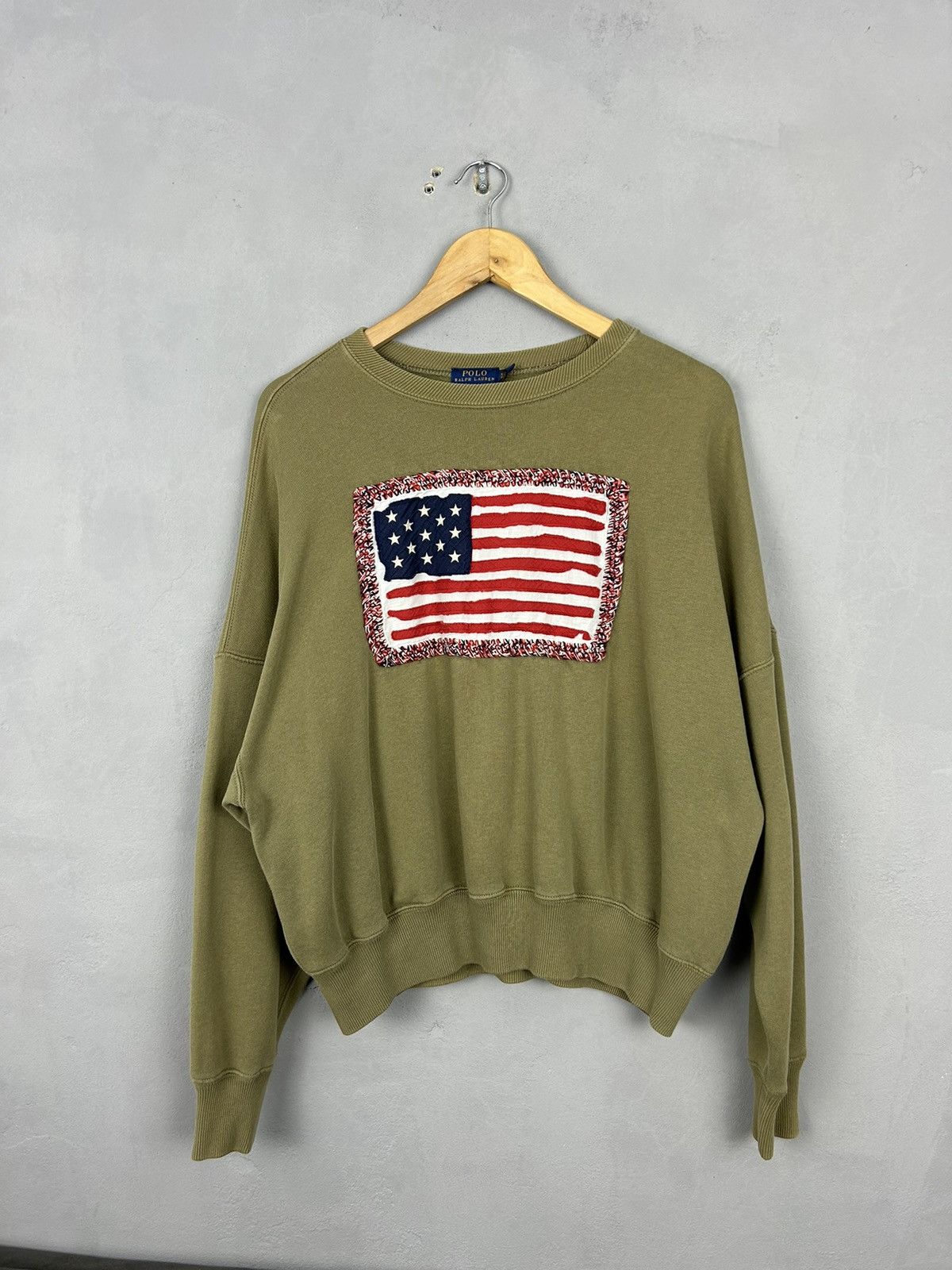 Polo Ralph Lauren Polo Ralph Lauren USA Flag Sweatshirt Olive Green Vintage Size XS / US 0-2 / IT 36-38 - 2 Thumbnail