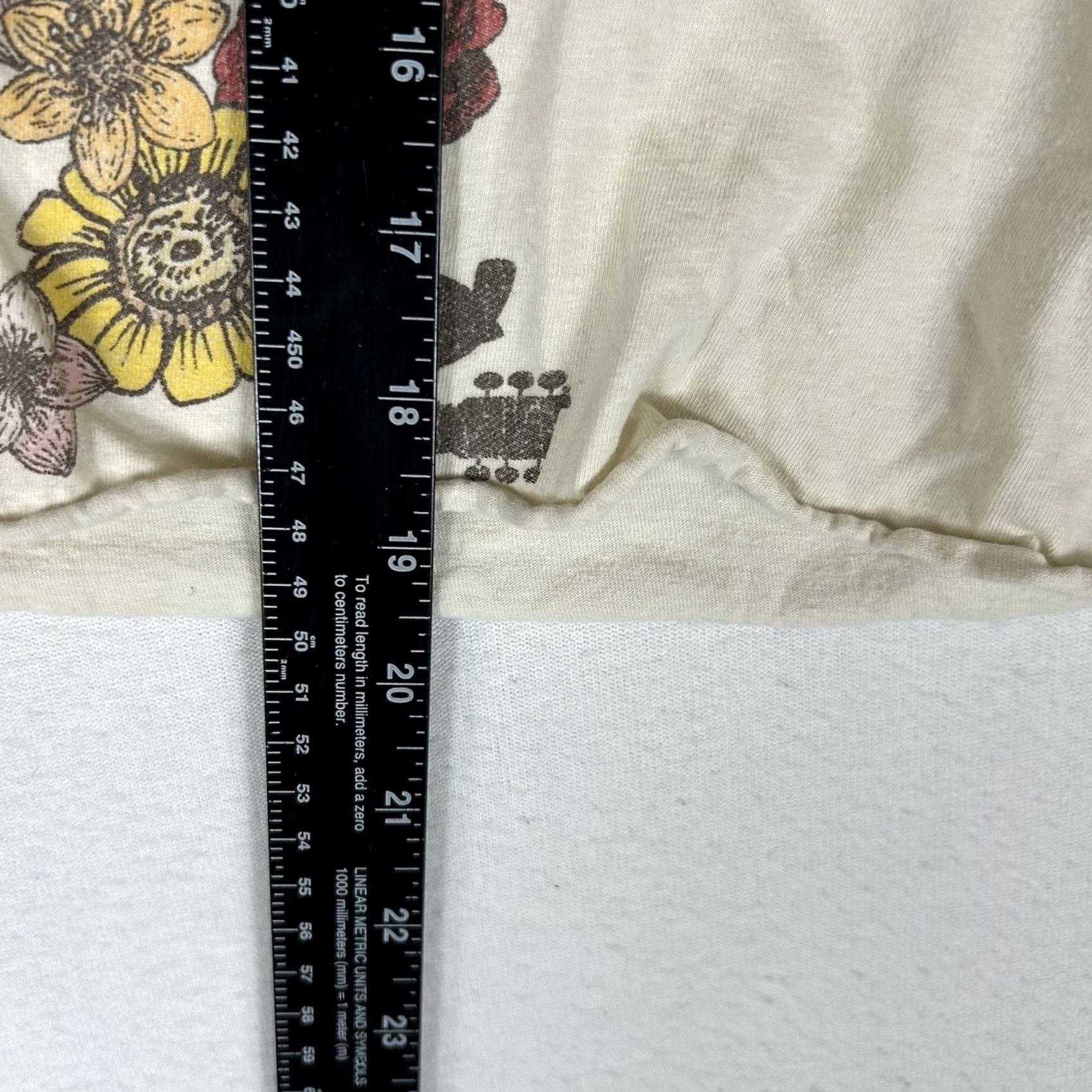 Vintage Woodstock Shirt Womens Medium Cropped Short Sleeve Beige Cotton T-Shirt Size M / US 6-8 / IT 42-44 - 6 Thumbnail
