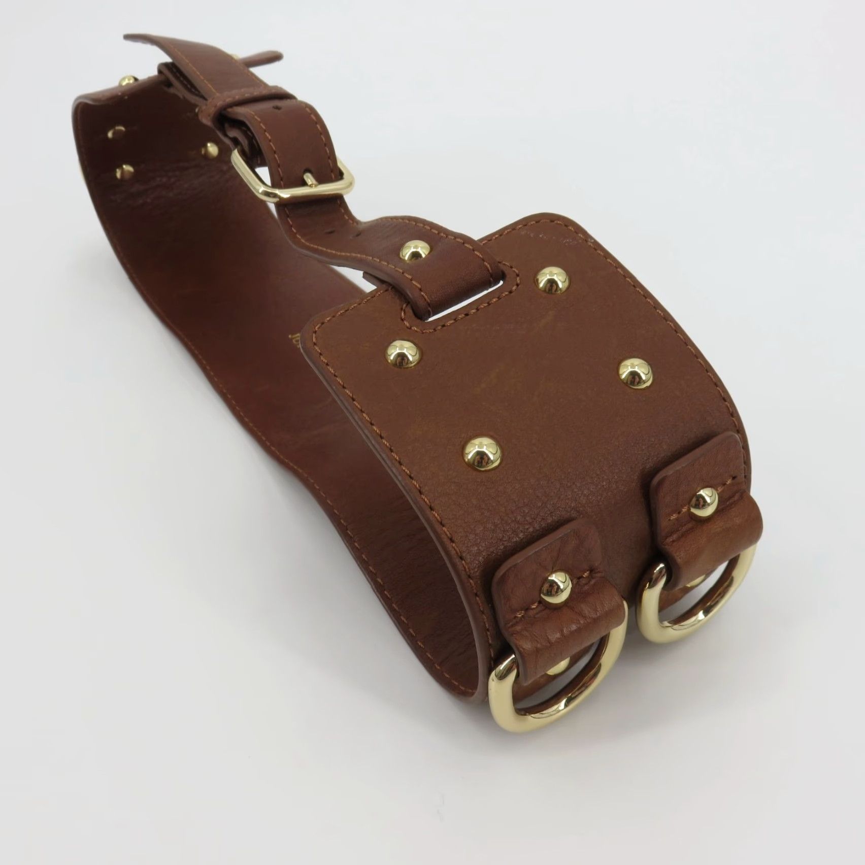 Juicy Couture VINTAGE Juicy Couture Belt Corset Belt Women Wide Brown Leather Gold D Ring Studded VTG Size ONE SIZE - 5 Thumbnail