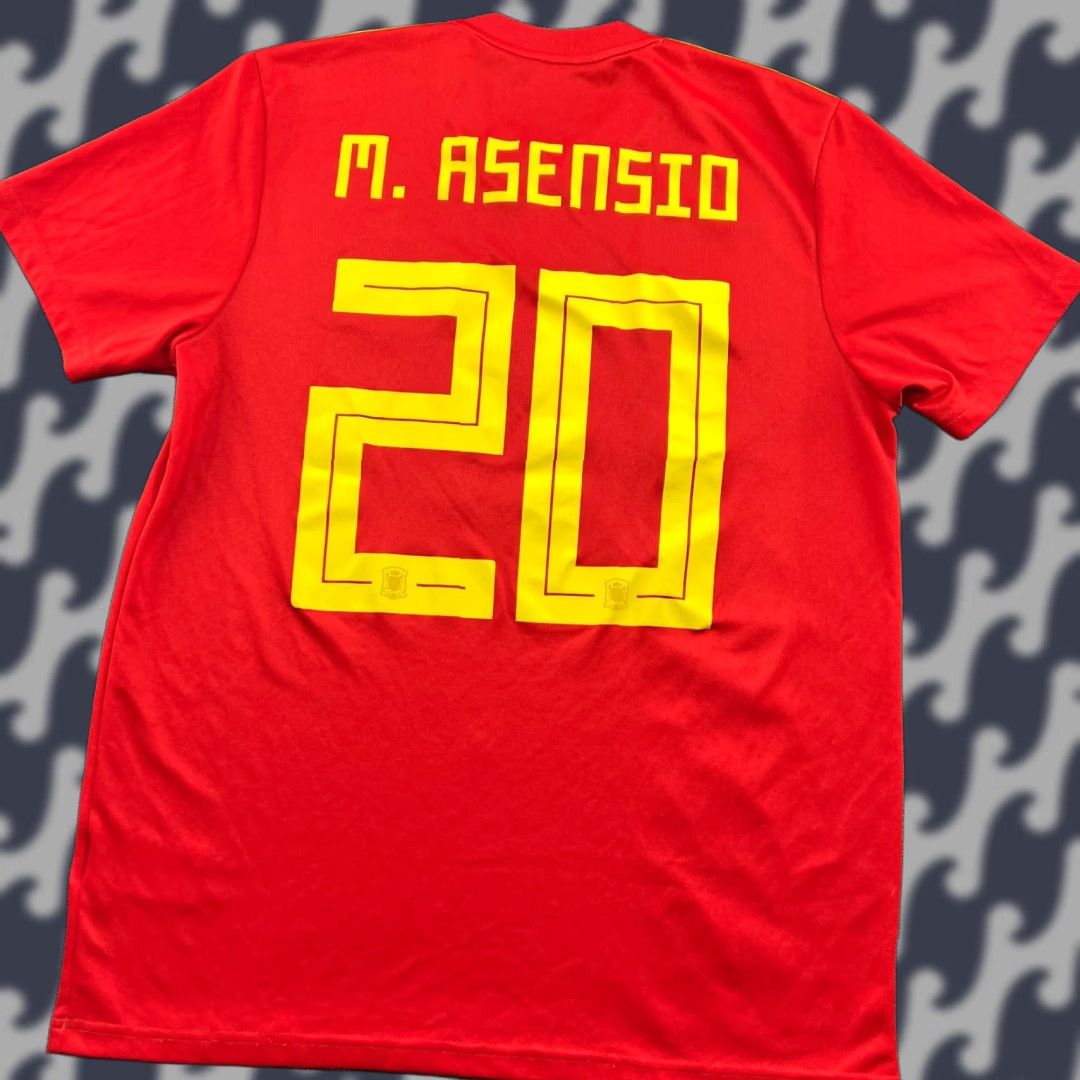 Adidas adidas Spain 2018 2019 Home Marco Asensio Football Jersey Mens XL Red Shirt Jersey Short Sleeve Athletic Moistu re Wicking Quick Dry Soccer Size US XL / EU 56 / 4 - 1 Thumbnail
