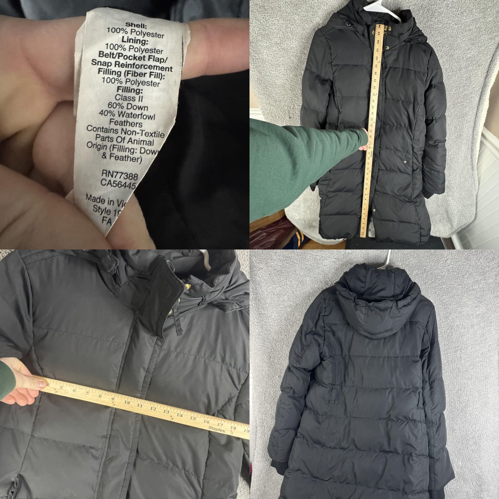 J.Crew J.Crew Puffer Coat Womens Medium Black Hooded Down Full Zip Pockets Warm Winter Size M / US 6-8 / IT 42-44 - 8 Thumbnail