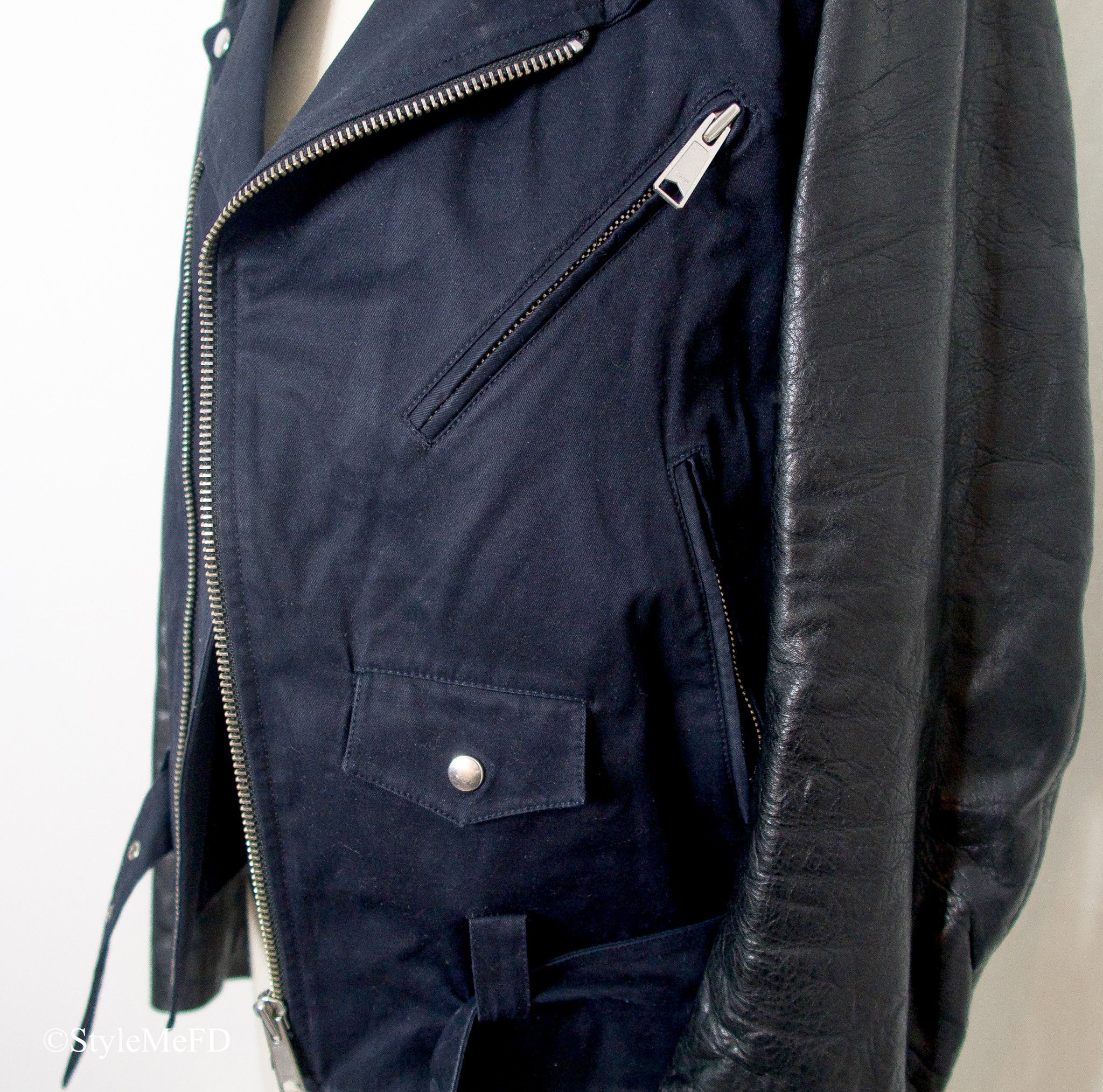 Sandro SANDRO - Black & Blue Leather Jacket - L Size L / US 10 / IT 46 - 5 Thumbnail