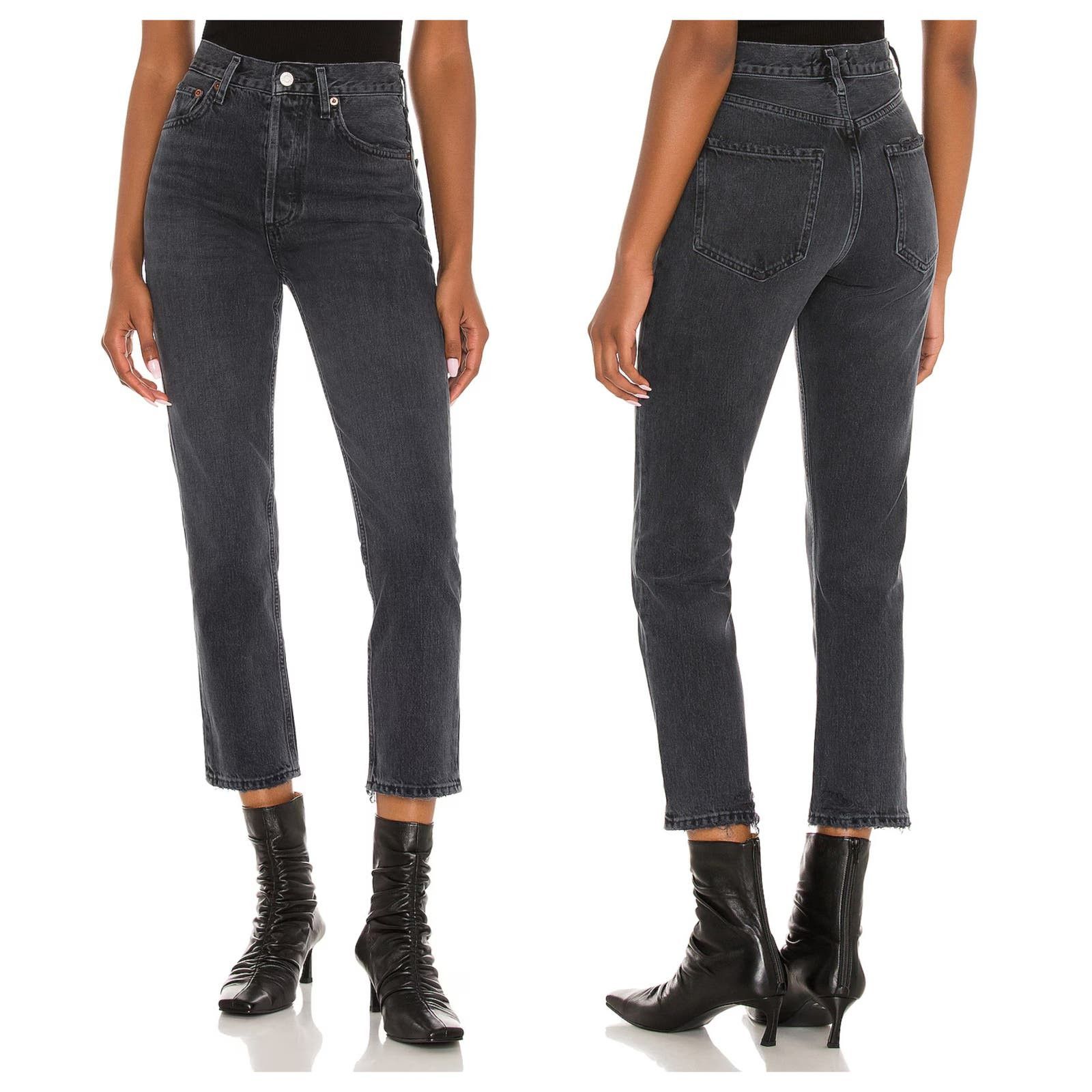 image of Agolde NWT Riley High Rise Straight Crop Size 30 in Black, Women's