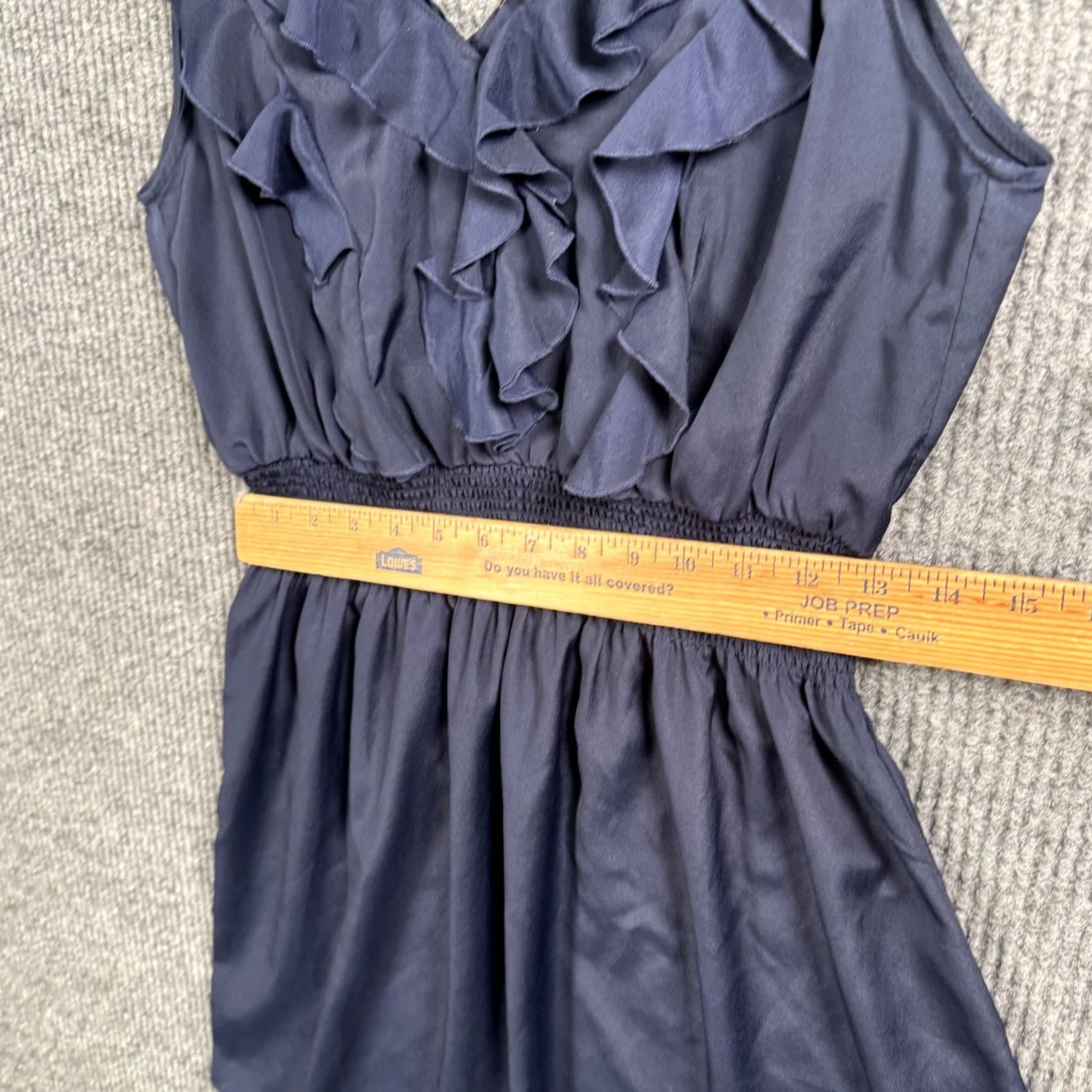 Vintage THML Boho Cottagecore Ruffle Dress Womens Medium Navy Smocked Mini Size M / US 6-8 / IT 42-44 - 7 Thumbnail