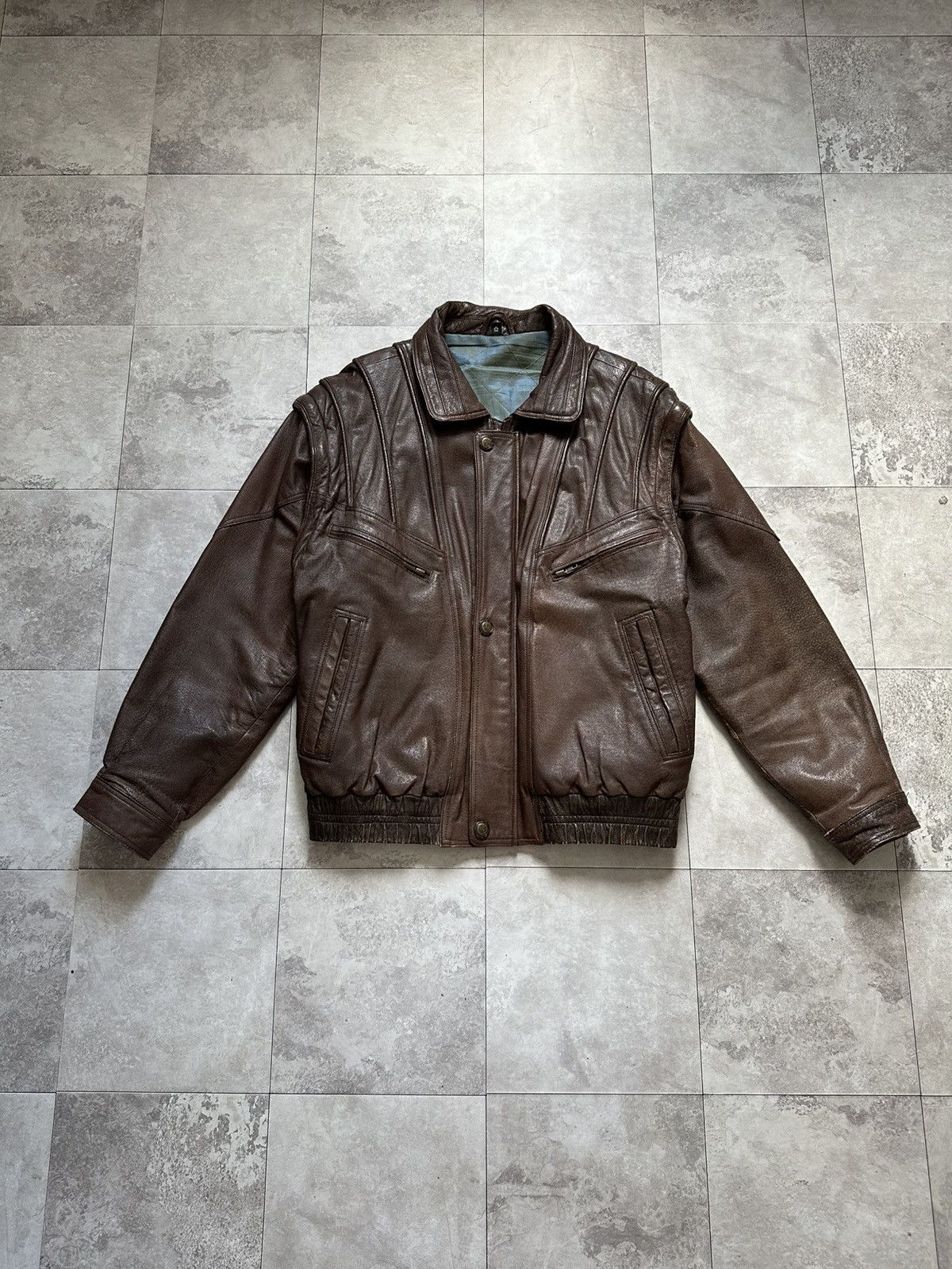 Genuine Leather × Vintage Vintage Brown Leather Bomber Avant Garde Transformer Jacket Size US L / EU 52-54 / 3 - 5 Thumbnail