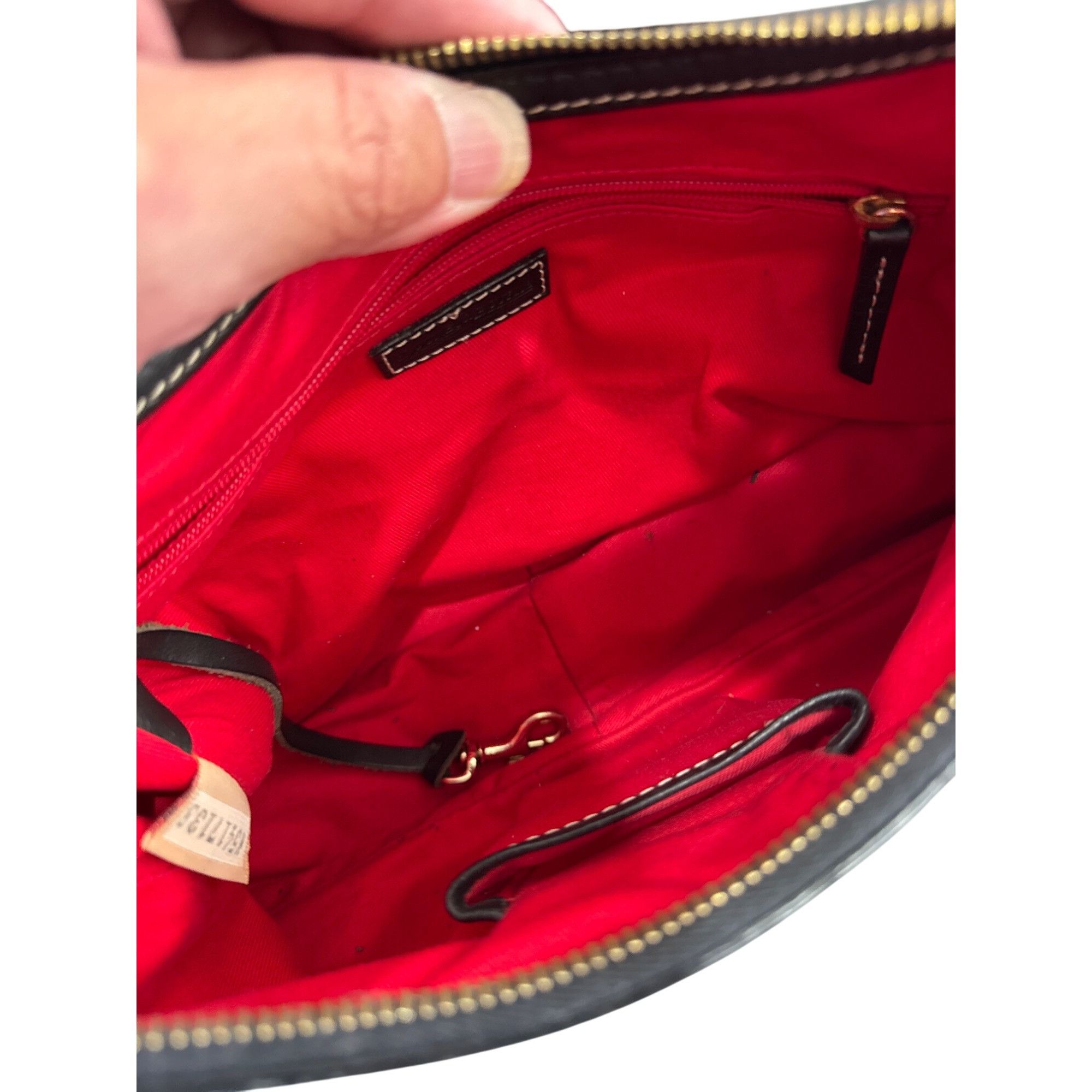Dooney & Bourke Dooney Bourke Womens Brown Leather Canvas Satchel Handbag SK Size ONE SIZE - 15 Thumbnail