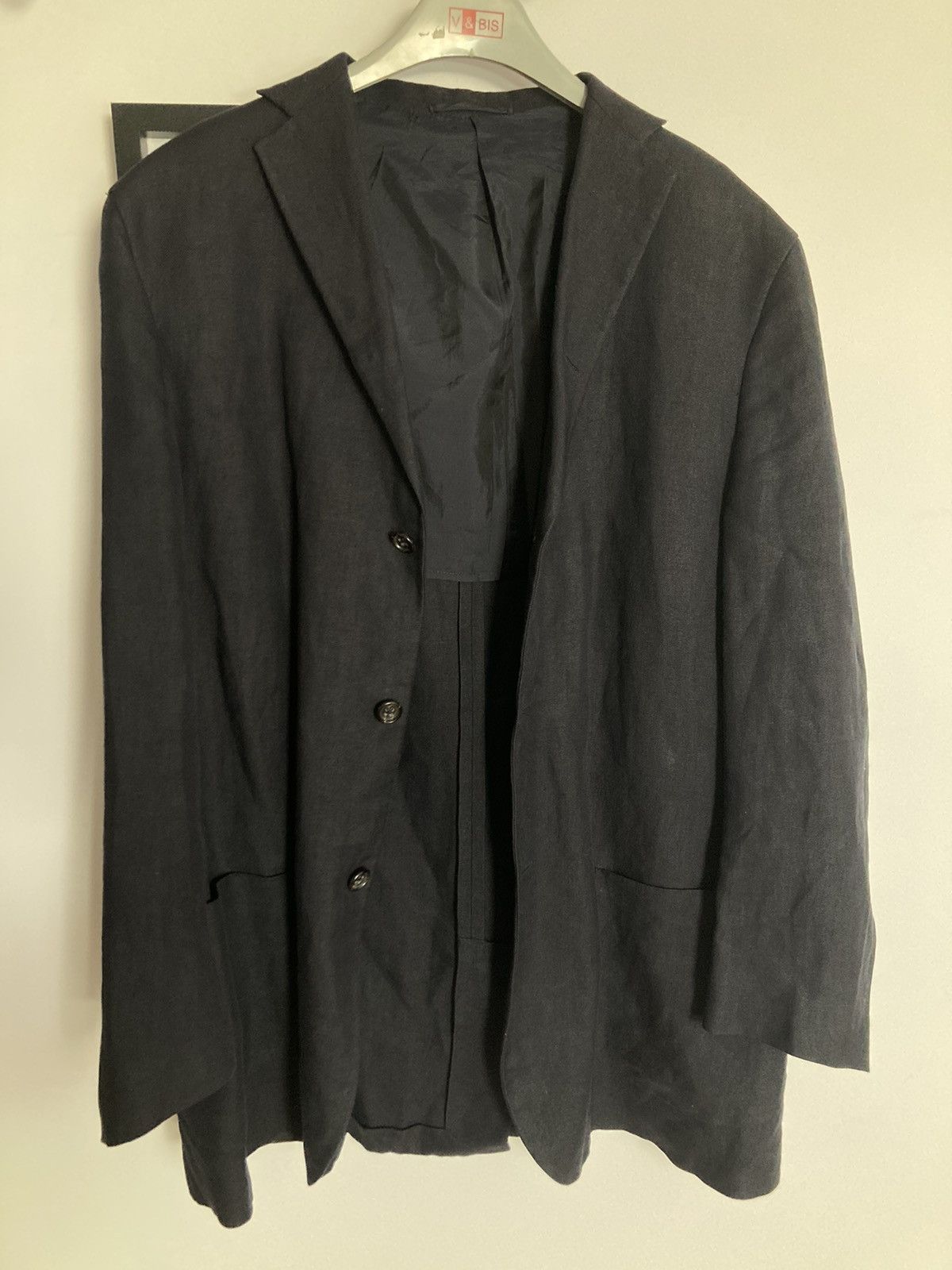image of Black Label x Fol Itallian Made Jil Sander Linen Light Coat in Navy, Men's (Size Large)