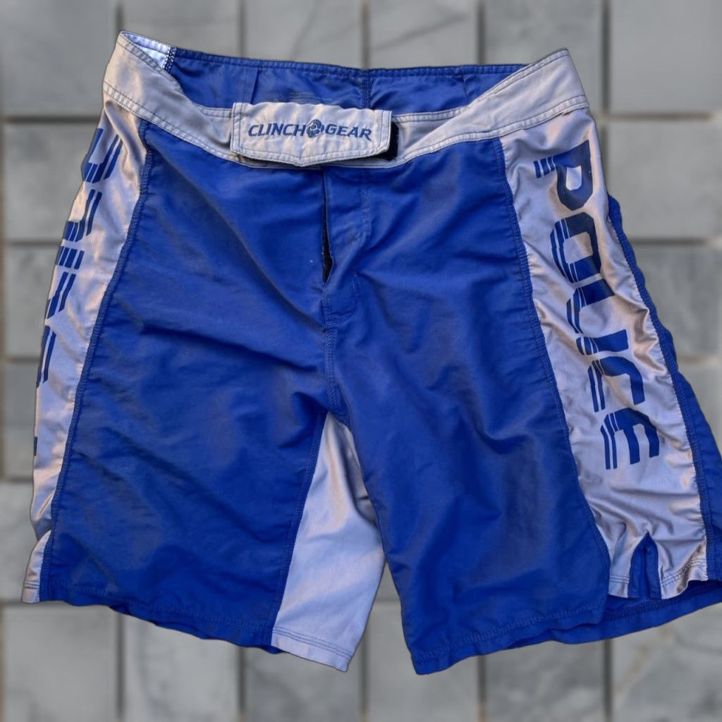 Vintage Men's Clinch Gear Shorts Blue Police Spell-Out 32 MMA Grappling No Gi Active BJJ Coral? Size US 32 / EU 48 - 1 Thumbnail