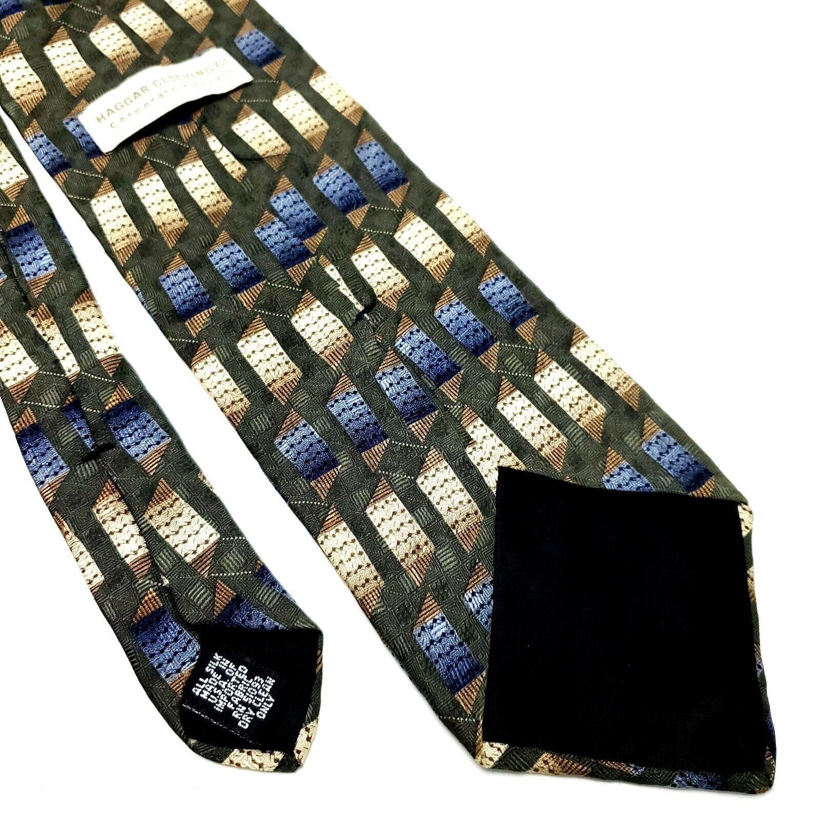 Haggar Haggar Silk Tie Green Geometric Short Print Size ONE SIZE - 5 Thumbnail