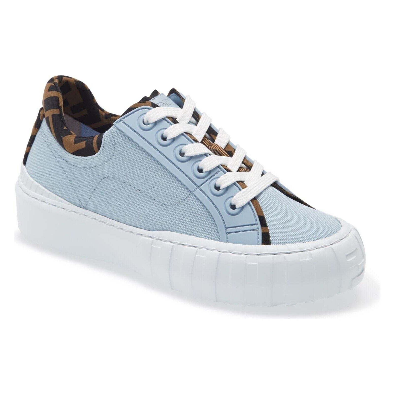 Fendi Fendi Force Blue Canvas White Platform Low Top Sneaker 35.5 Size US 5.5 / IT 35.5 - 2 Thumbnail