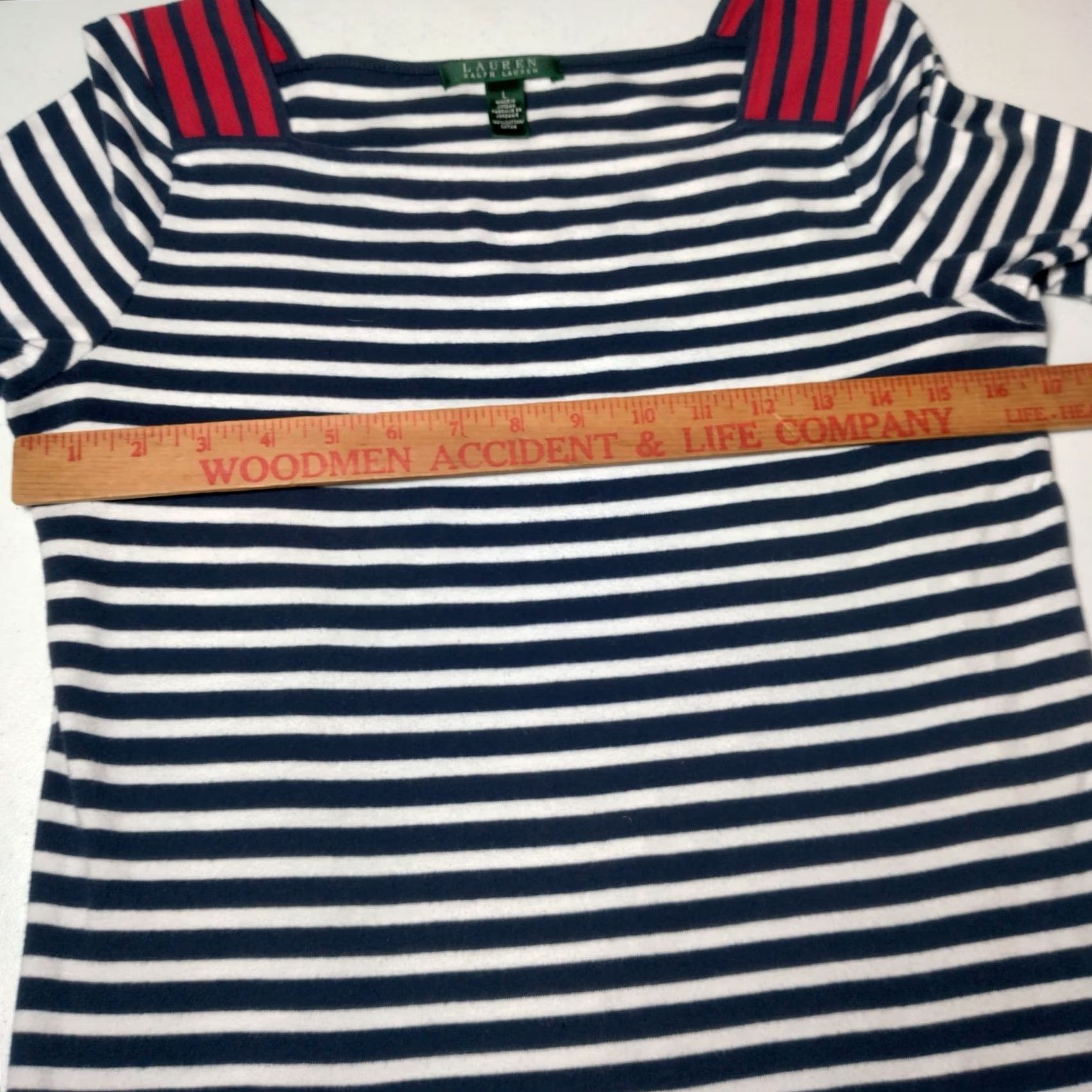 Ralph Lauren VINTAGE Lauren Ralph Lauren Shirt Women L Blue White Nautical Sailor Striped Gold Button Size L / US 10 / IT 46 - 4 Thumbnail