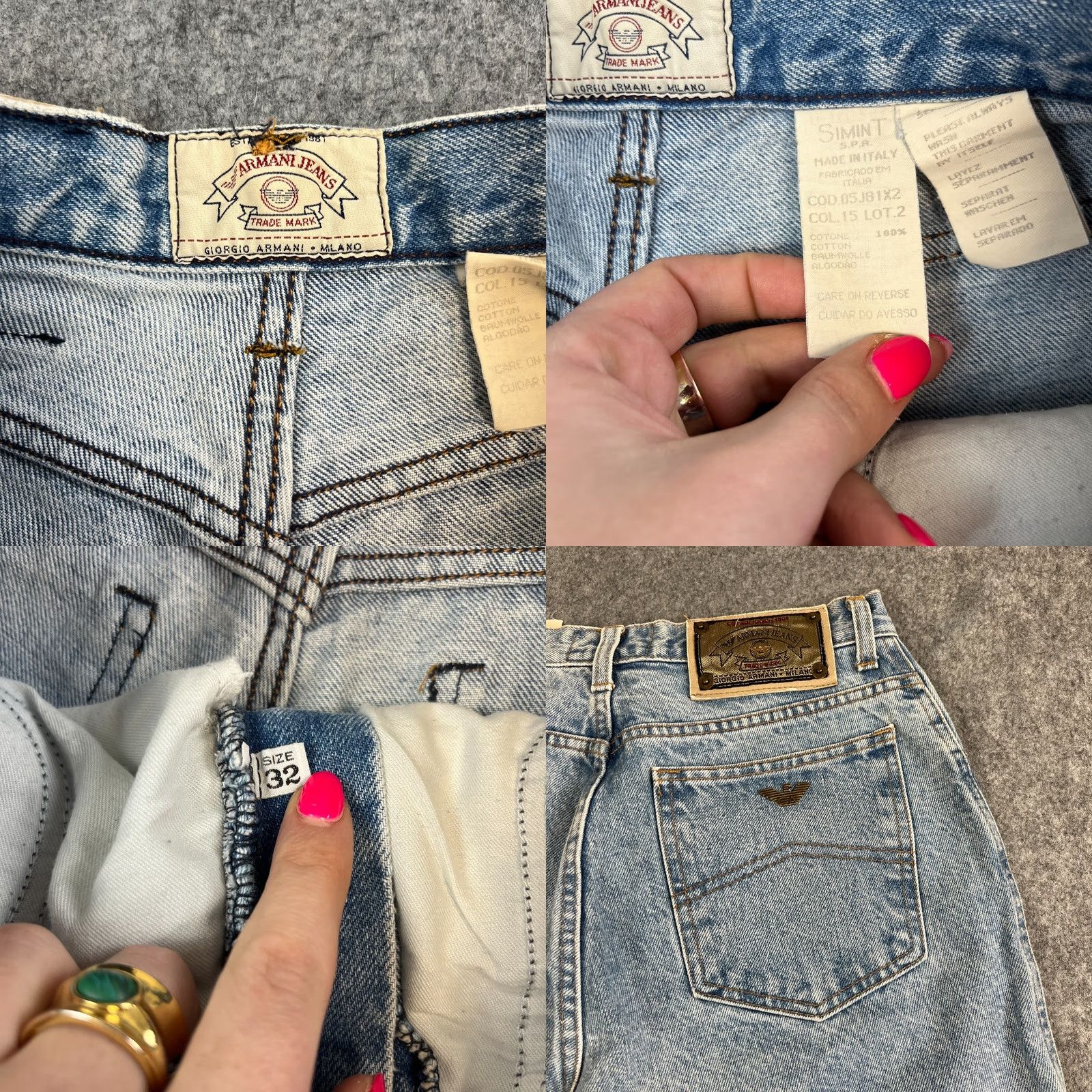 Armani ARMANI Jeans Womens Mom High Waist Blue 32 32 UK 10 Denim Vintage Italy 90s) Size 32" / US 10 / IT 46 - 8 Thumbnail