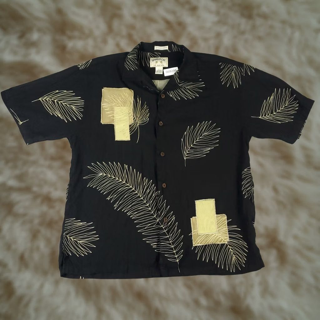 Vintage Bamboo Cay Shirt Mens Large Black Silk Blend Hawaiian Button Up Short Sleeve Size US L / EU 52-54 / 3 - 1 Thumbnail