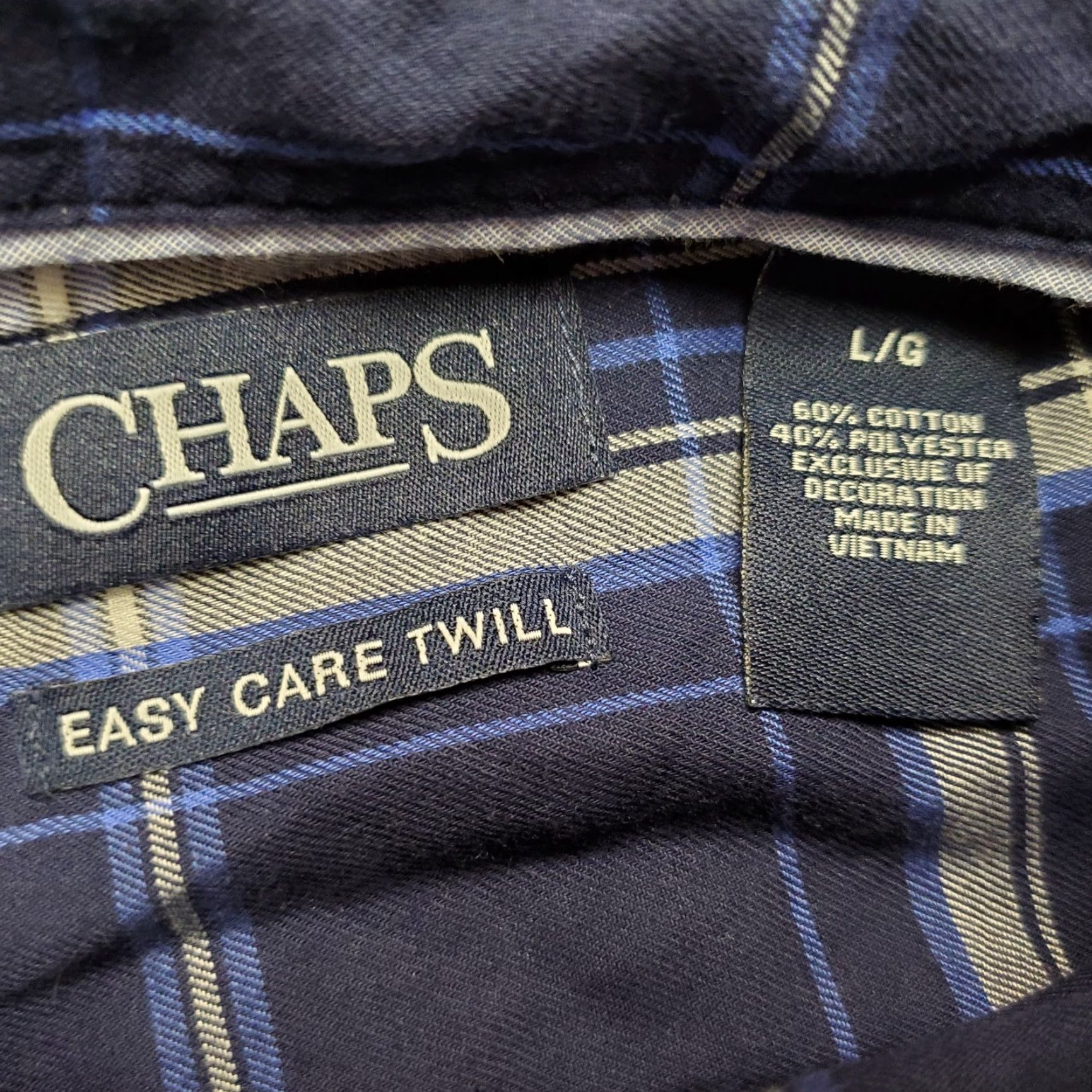 Chaps Chaps Shirt Mens Large Blue Plaid Button-Up Long Sleeve Easy Care Twill Casual Size US L / EU 52-54 / 3 - 4 Thumbnail