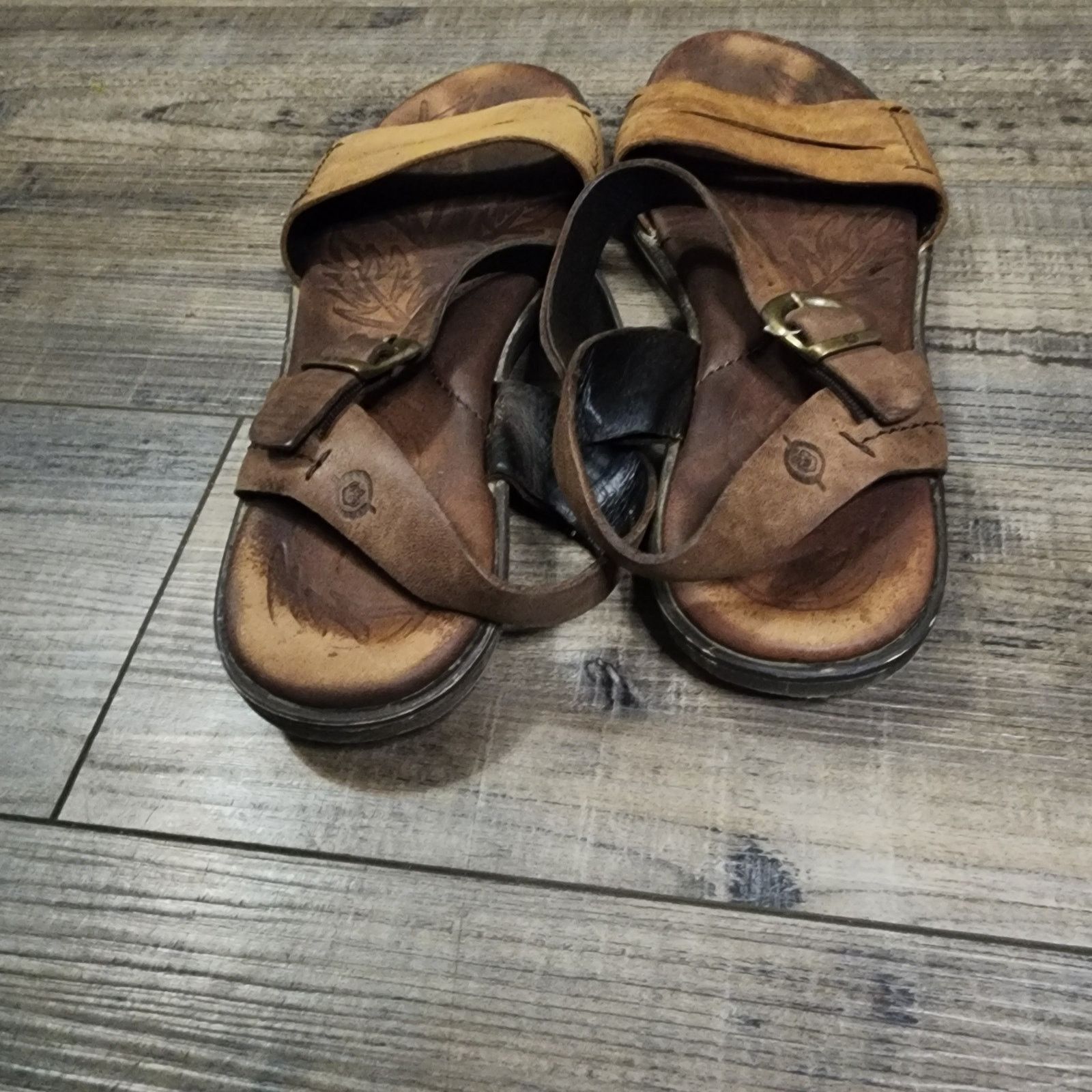Born Women's BORN ebb Camel Tan Brown Leather sandals Size 9 Size US 9 / IT 39 - 4 Thumbnail