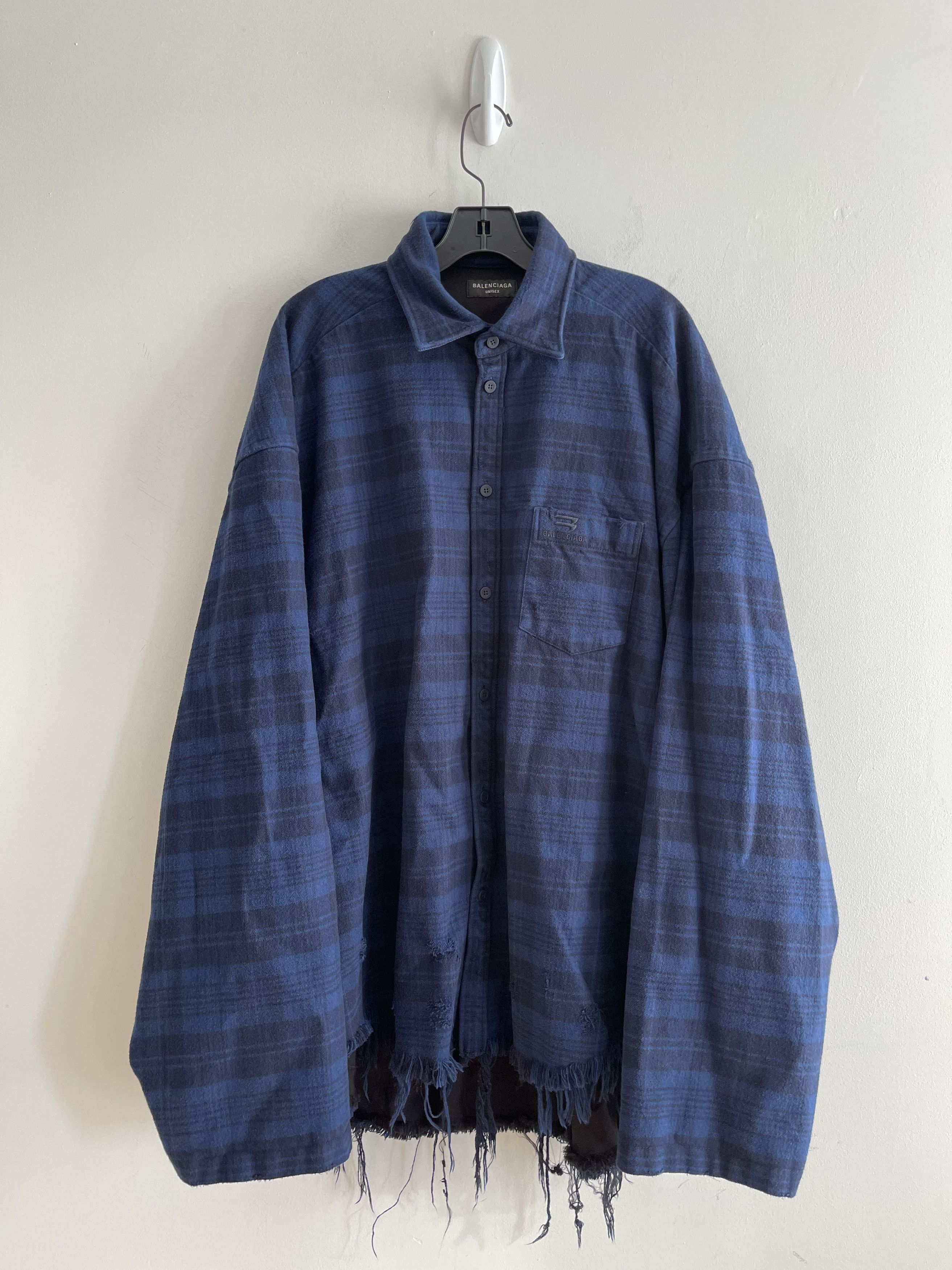 Balenciaga Destroyed Flannel Check Shirt Jacket - Size 3 Size US L / EU 52-54 / 3 - 1 Thumbnail