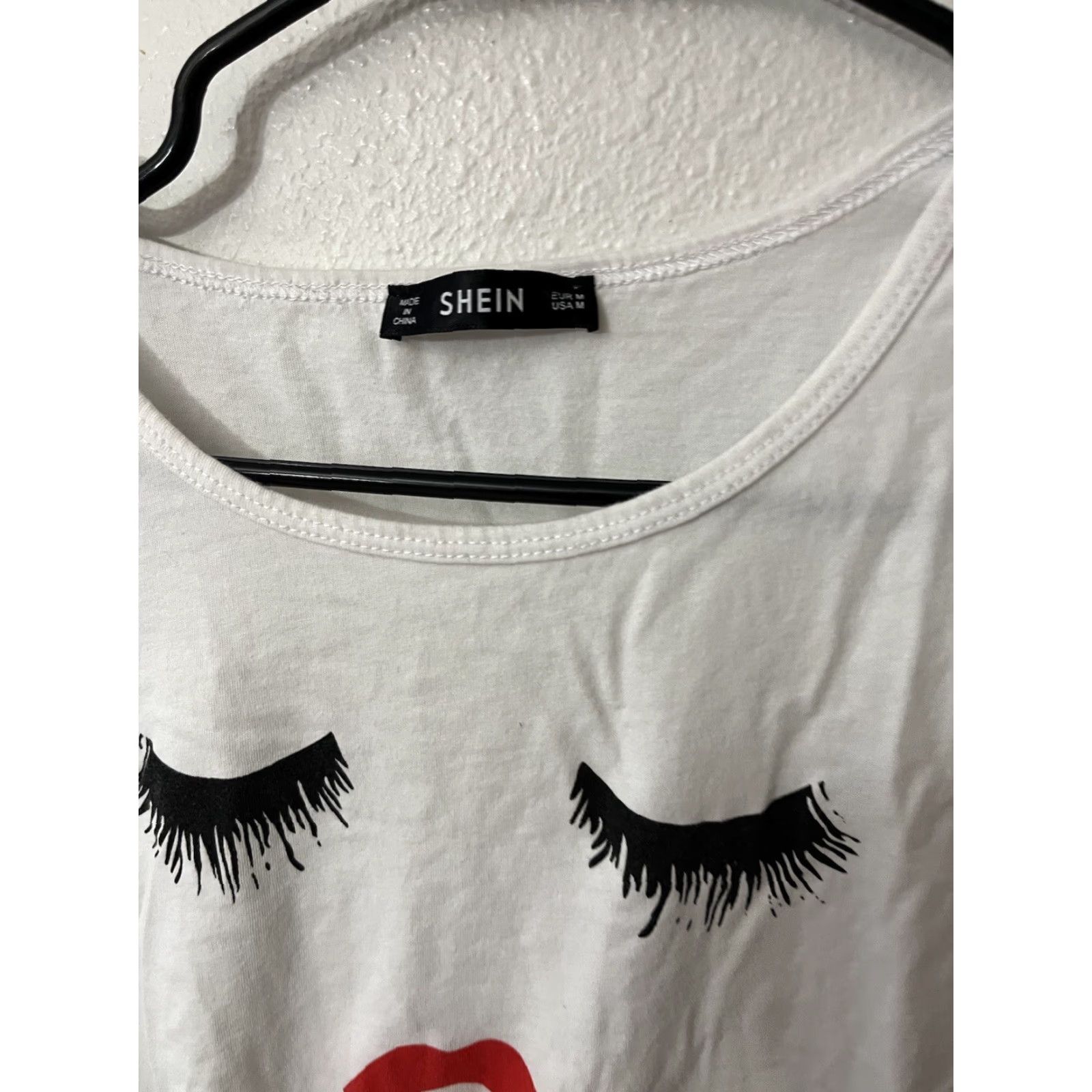 Shein VINTAGE Shein Cotton Blend Graphic T-Shirt Women’s Medium Short Sleeve Eye Lips White Size M / US 6-8 / IT 42-44 - 3 Thumbnail