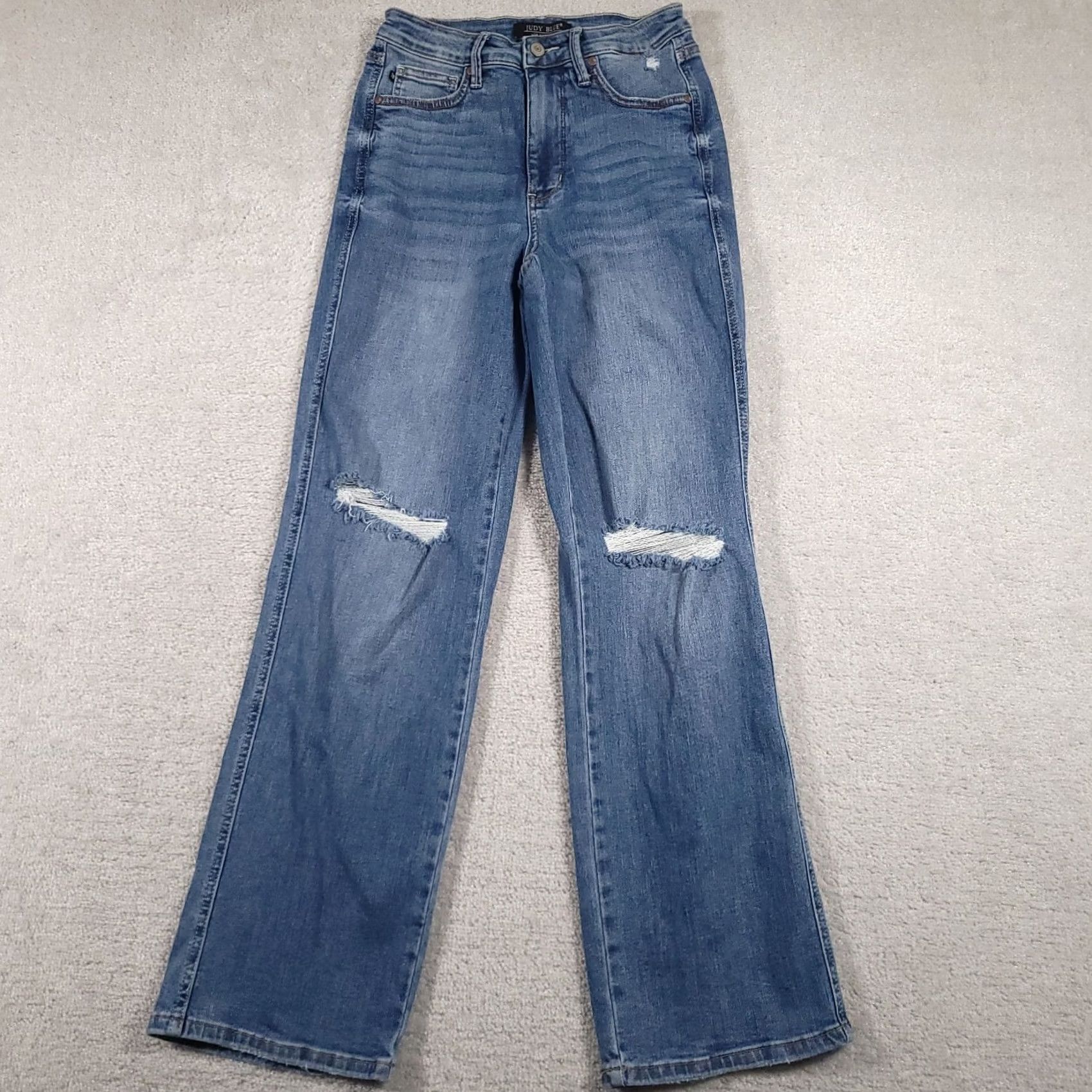 Denime Judy Blue Jeans Women's 7 Distressed Flared Boho Stretch Denim Jeans Bohemian Regular 5-Pocket Blue Autumn Women Size 28" / US 6 / IT 42 - 2 Thumbnail