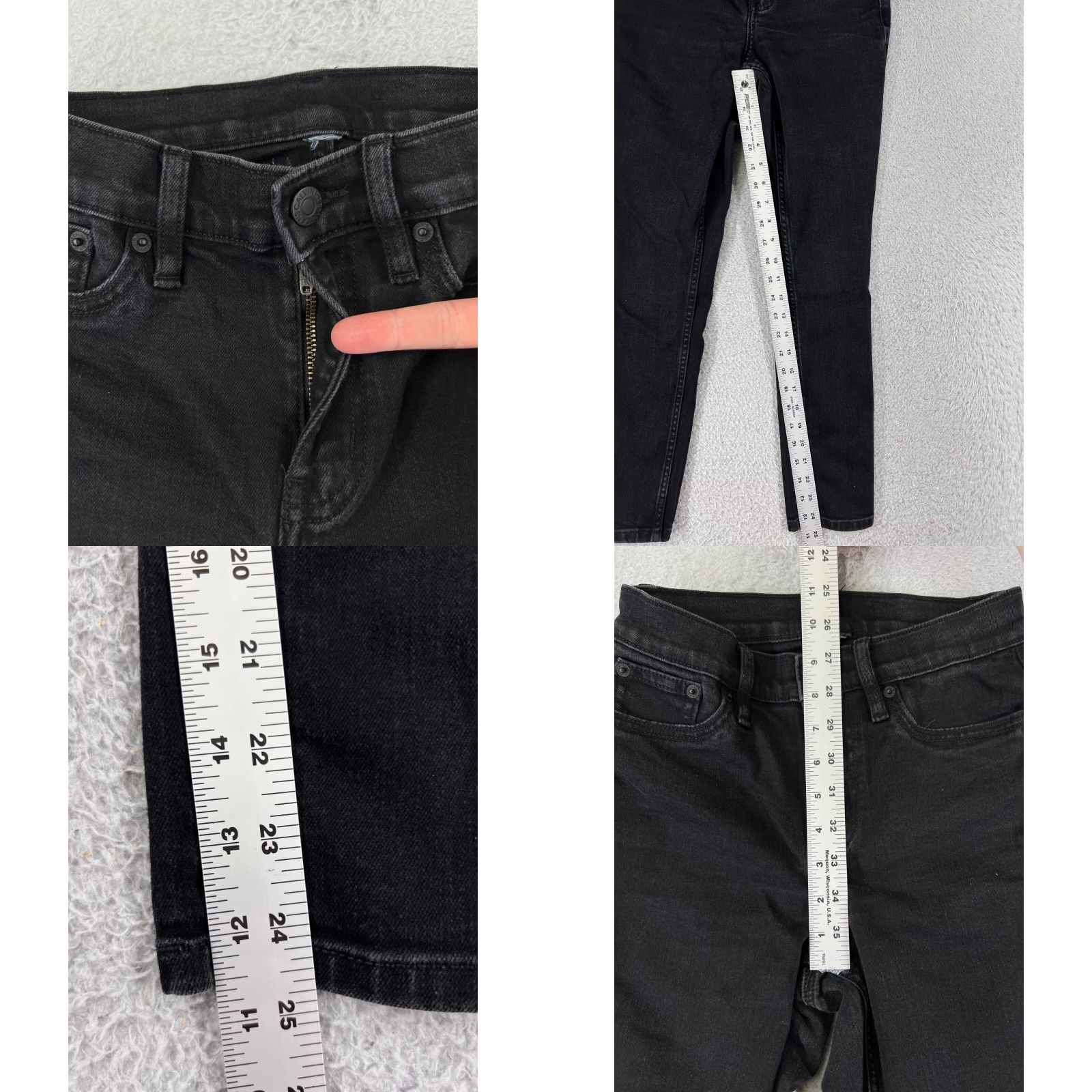 Calvin Klein Calvin Klein Jeans Juniors 21 Black Mid Rise Skinny Tapered Cotton Zip Fly Womens Size 22" - 8 Thumbnail