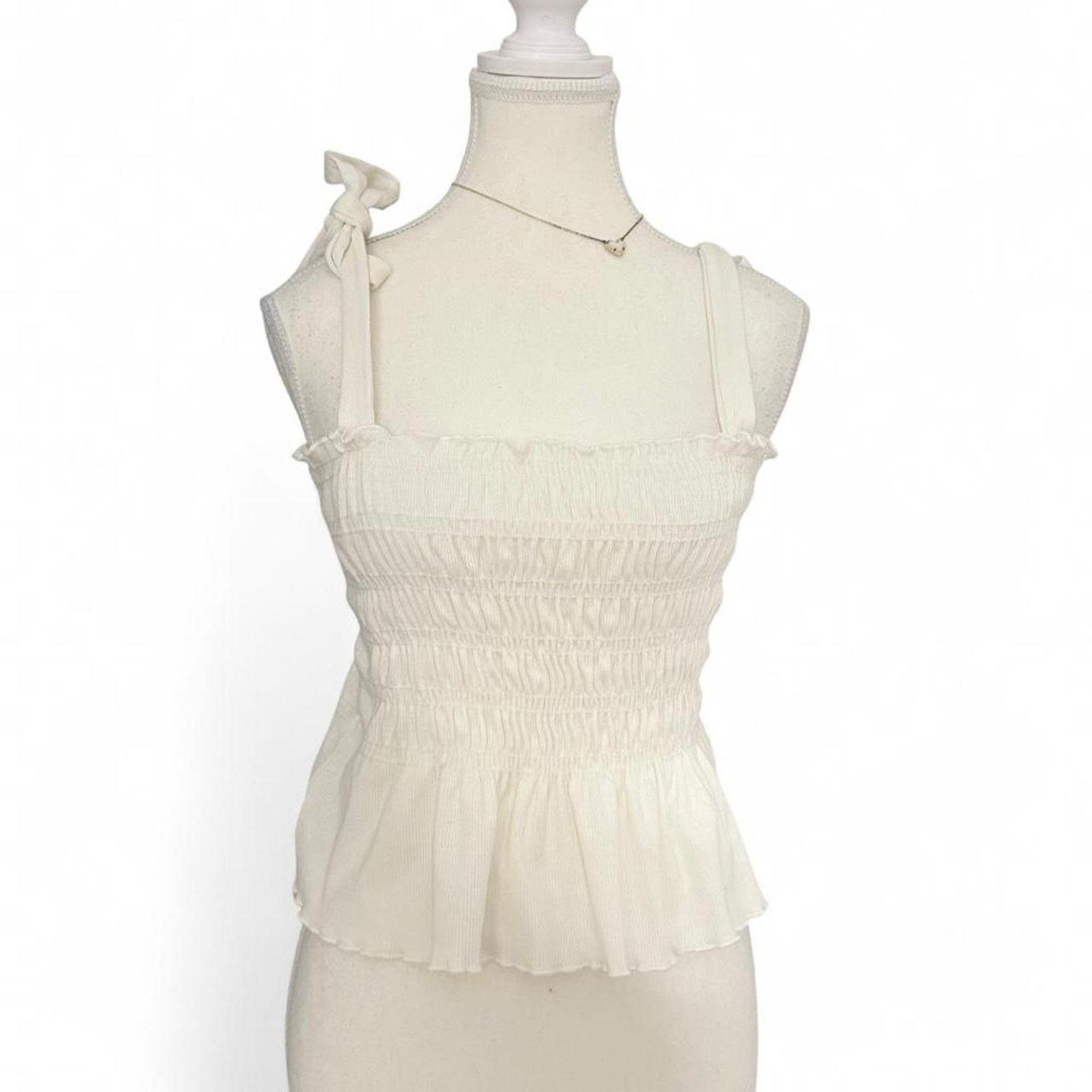 & Other Stories Altard State White Tie Shoulder Ruffle Tank Top Size Small Size S / US 4 / IT 40 - 1 Thumbnail