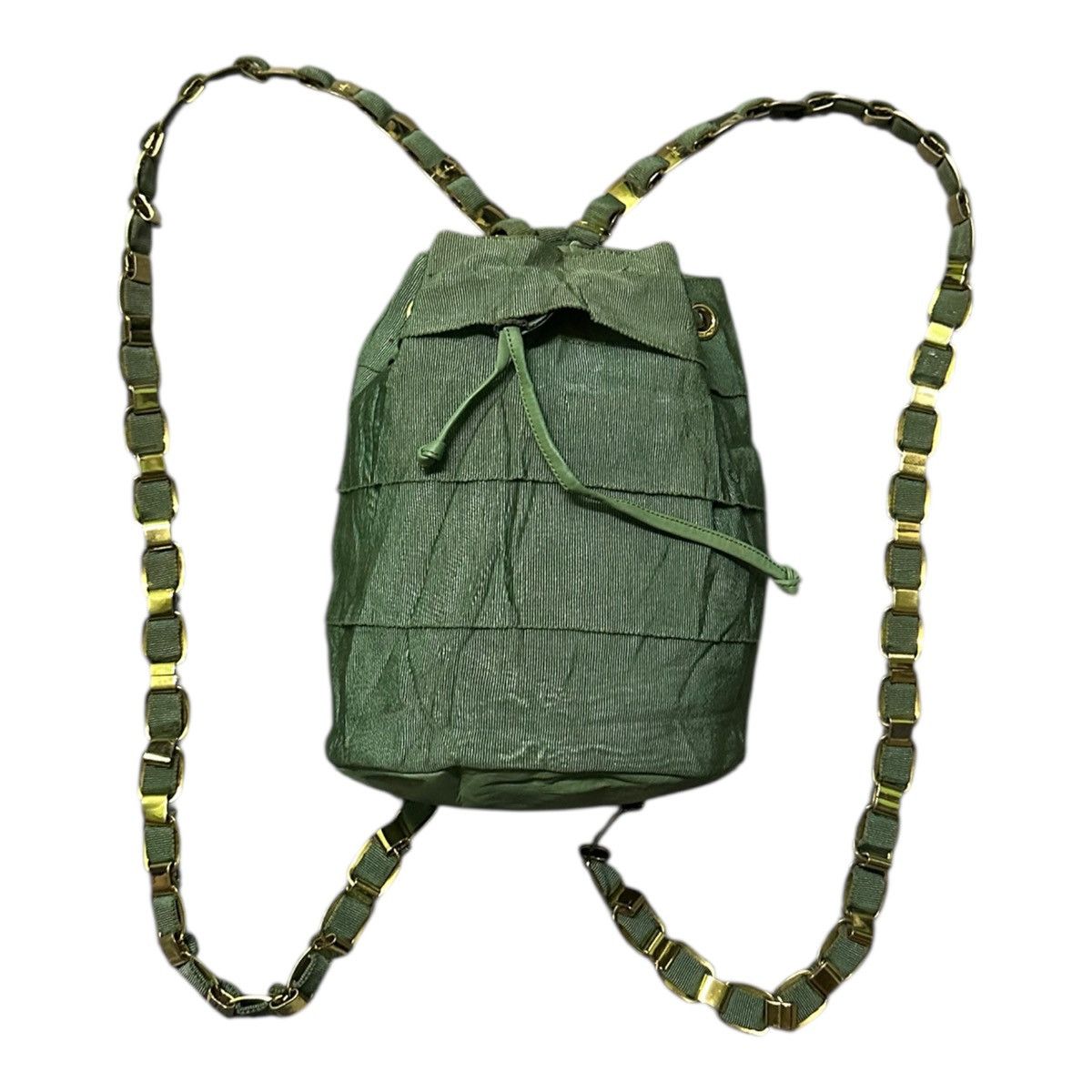 Salvatore Ferragamo Salvatore Ferragamo green ruffle canvas bucket backpack Size ONE SIZE - 3 Thumbnail